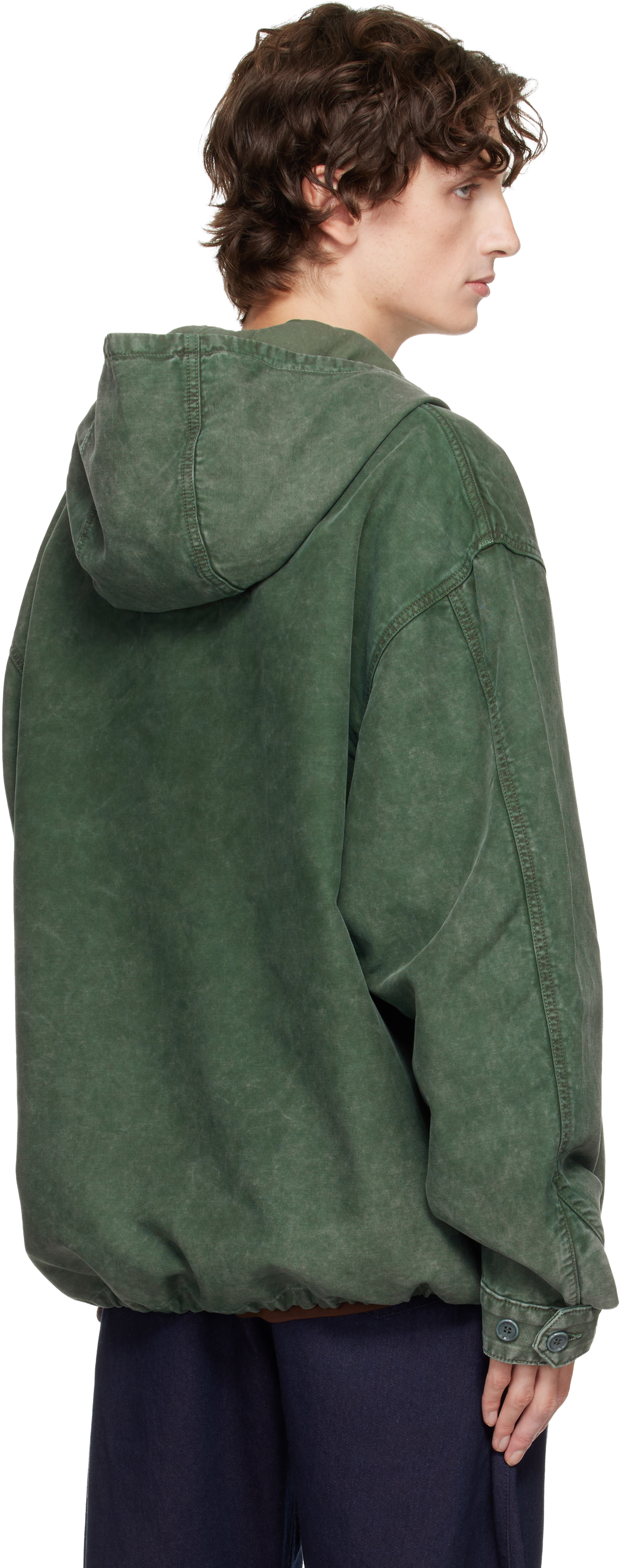 Jw Anderson Green Garment-dyed Anorak Jacket In Green
