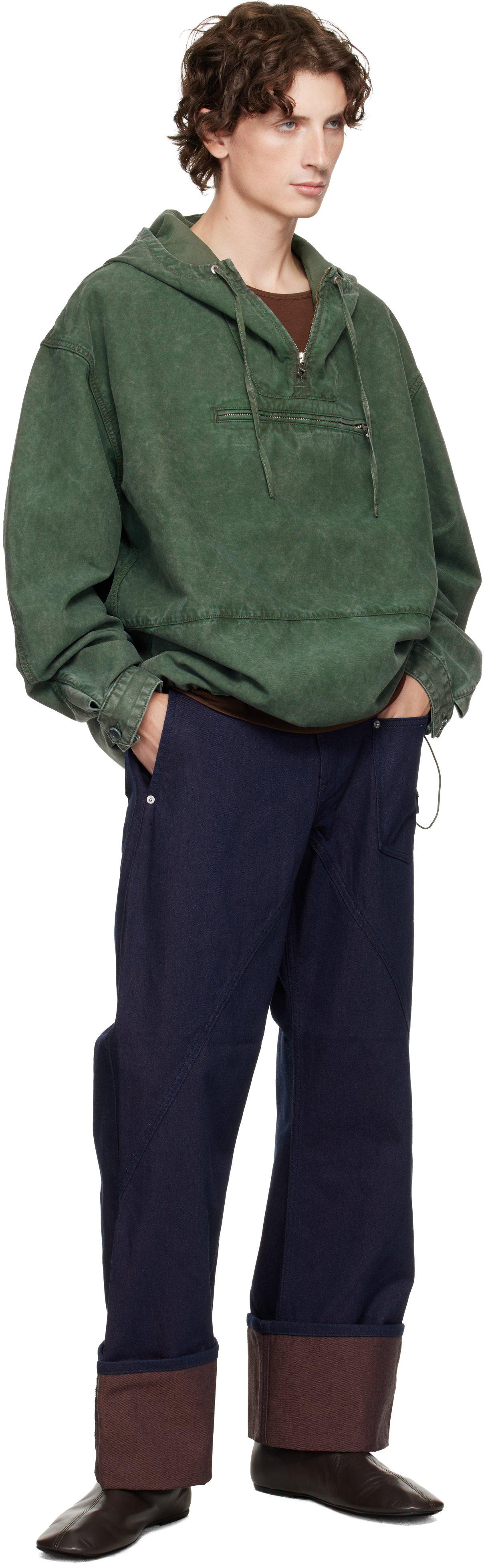Jw Anderson Green Garment-dyed Anorak Jacket In Green