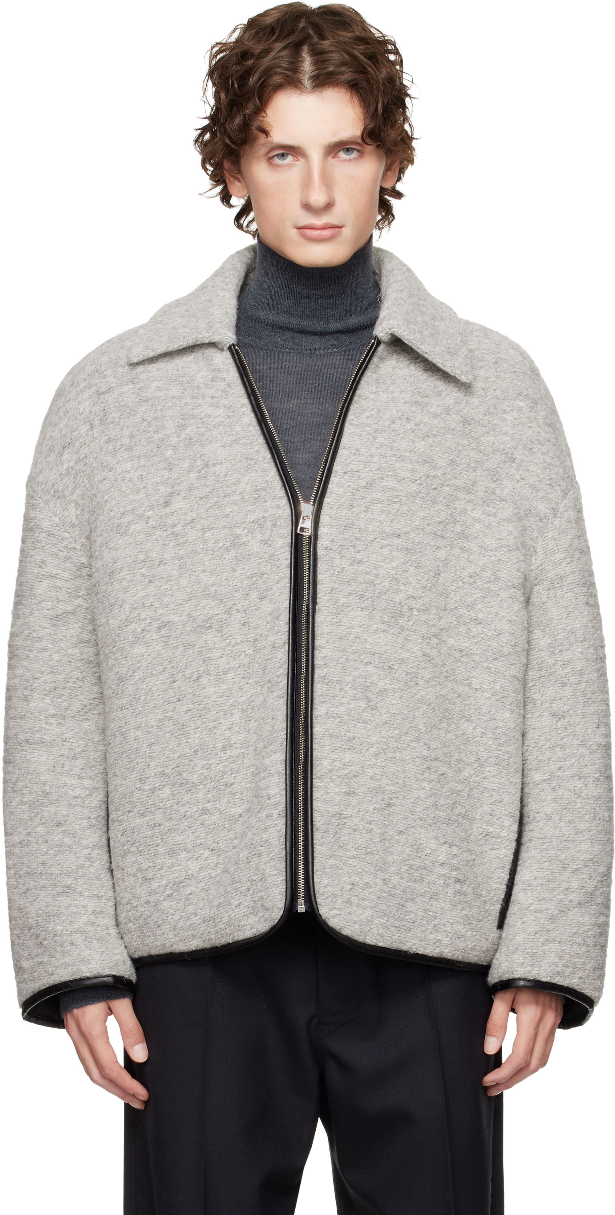 Jw Anderson Gray Contrast Trim Casual Jacket In Gray