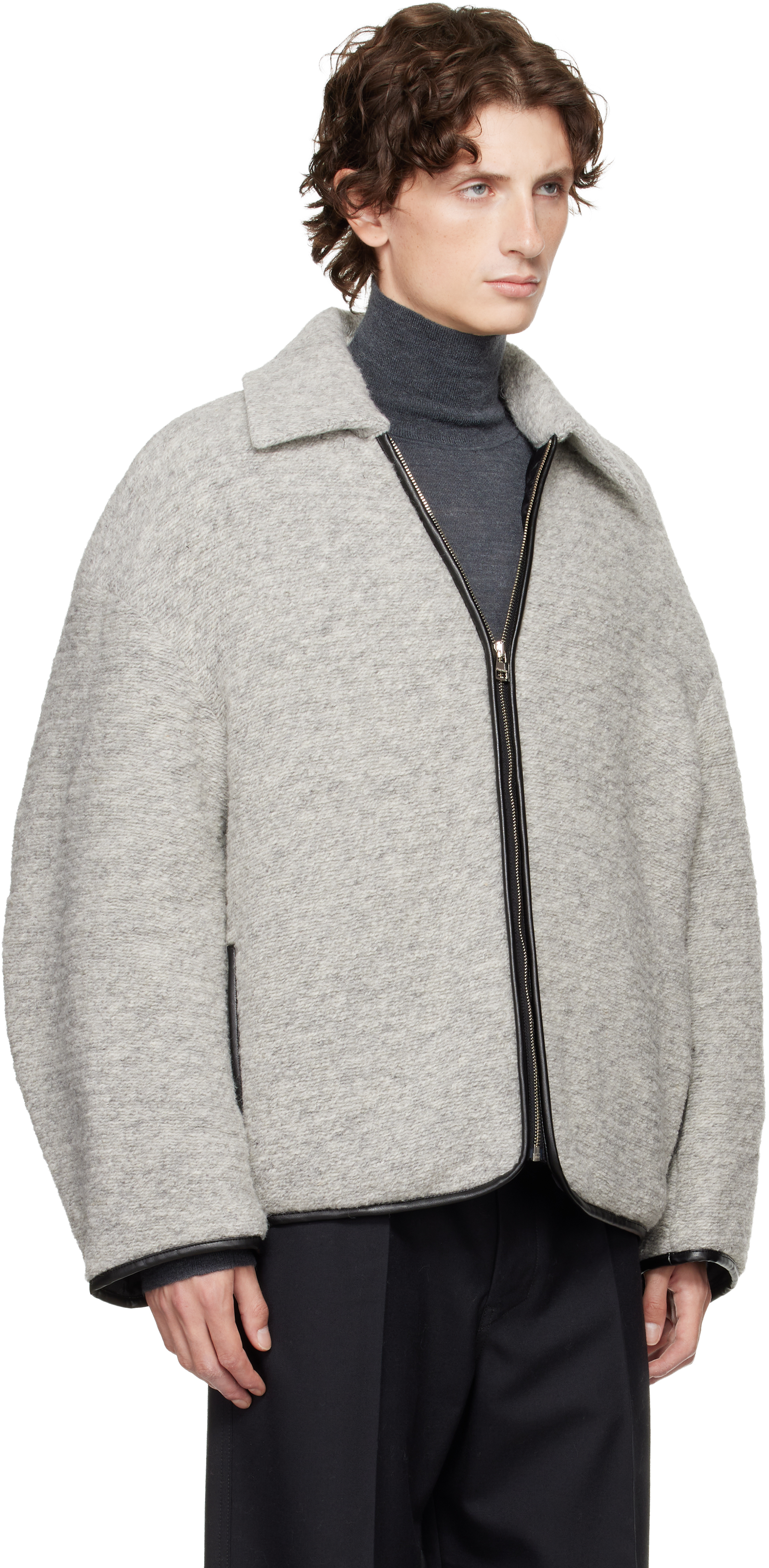 Jw Anderson Gray Contrast Trim Casual Jacket In Gray