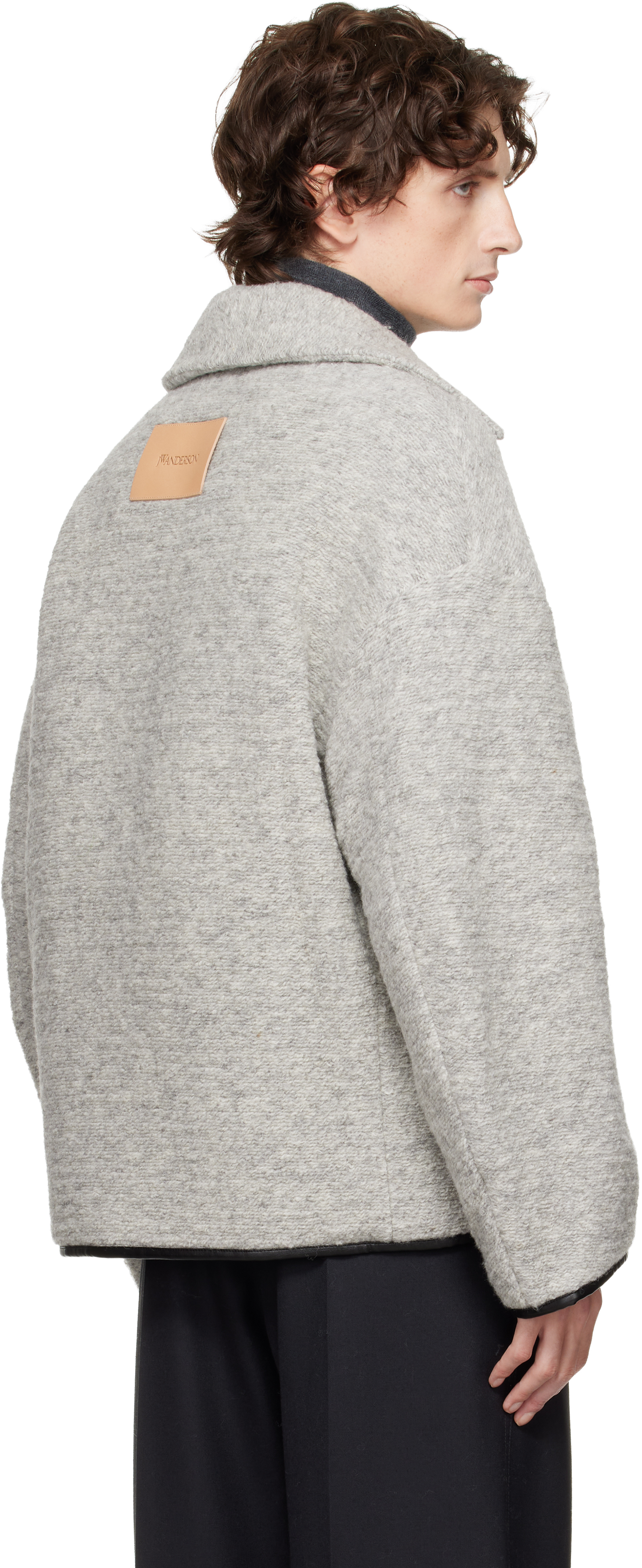 Jw Anderson Gray Contrast Trim Casual Jacket In Gray