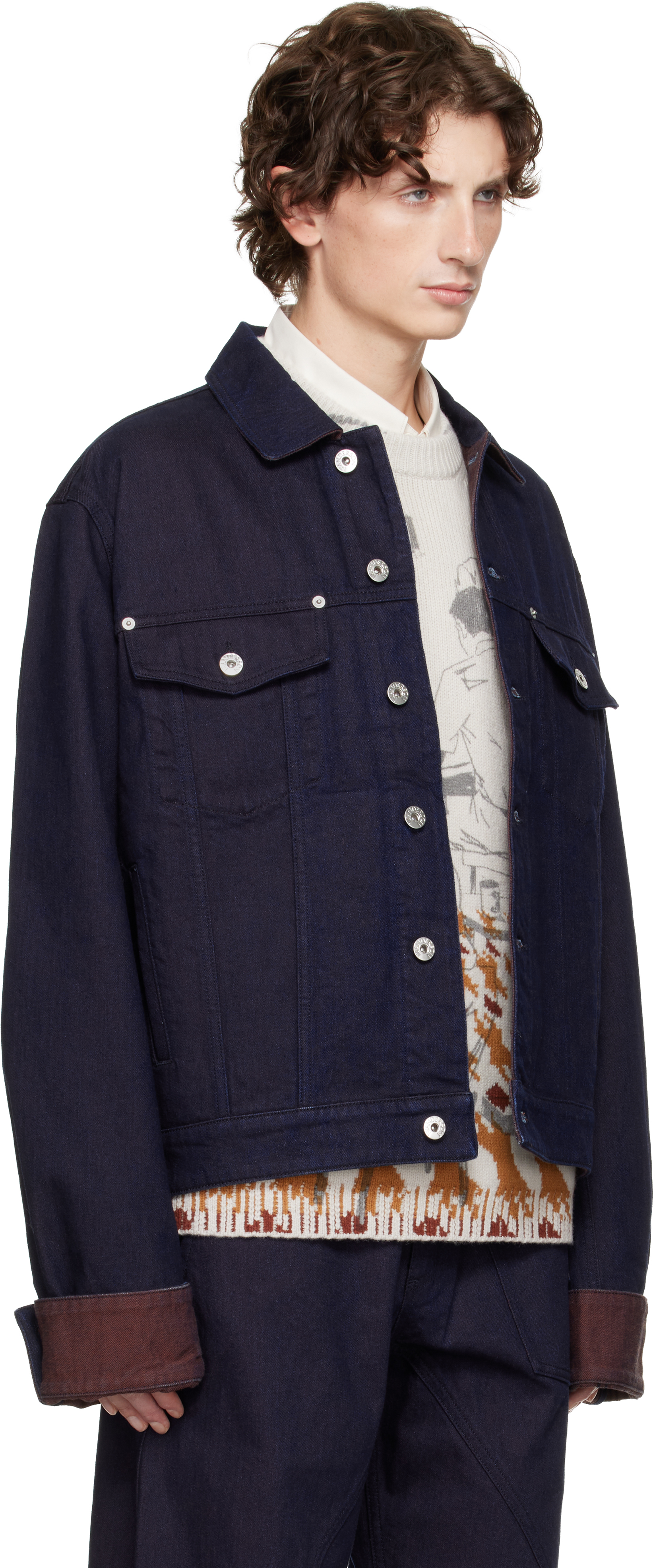 Jw Anderson Blue Turn Up Cuff Denim Jacket In Blue