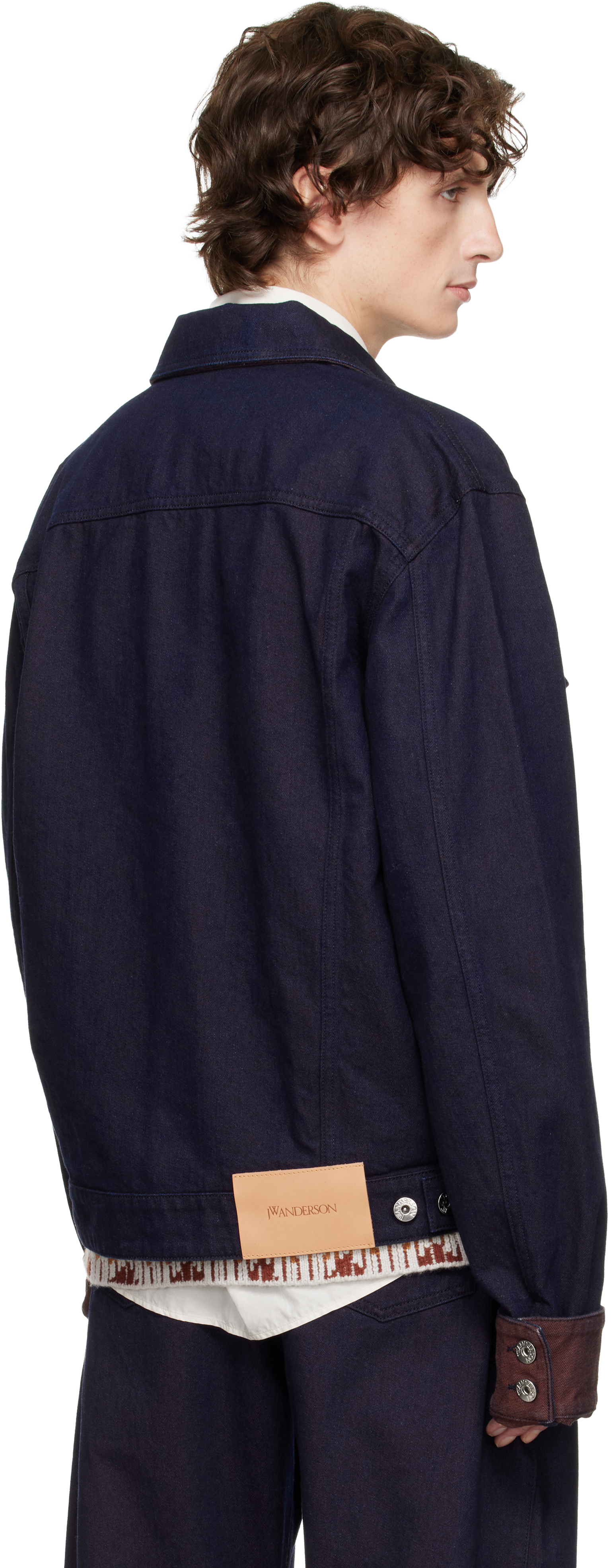 Jw Anderson Blue Turn Up Cuff Denim Jacket In Blue