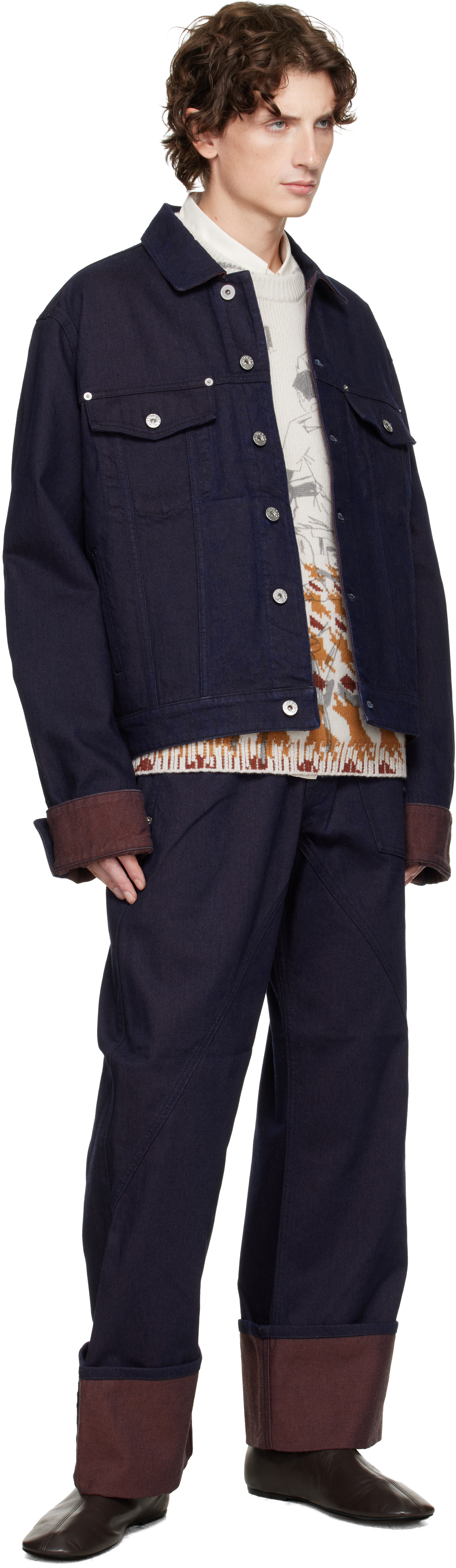 Jw Anderson Blue Turn Up Cuff Denim Jacket In Blue