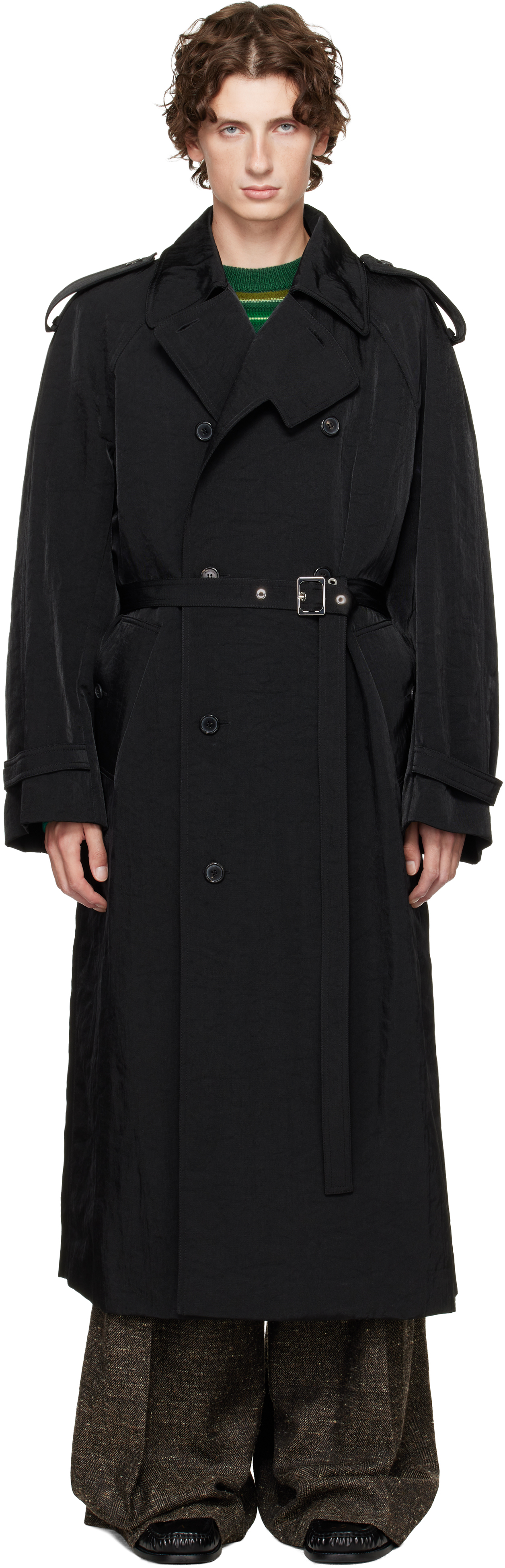 Jw Anderson Black Double-breasted Trench Coat In Black
