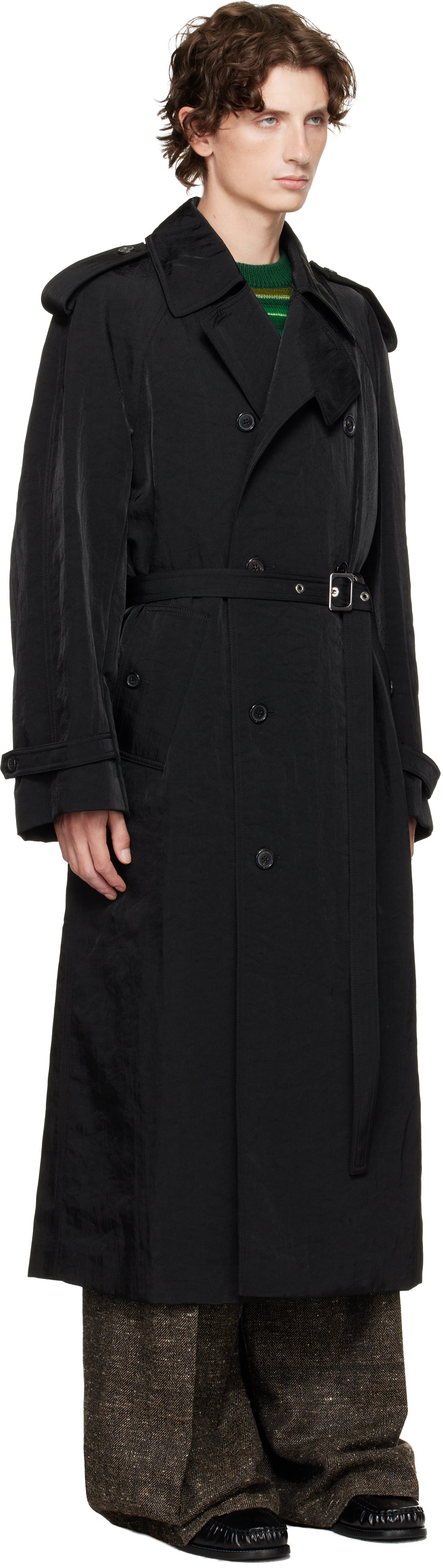 Jw Anderson Black Double-breasted Trench Coat In Black