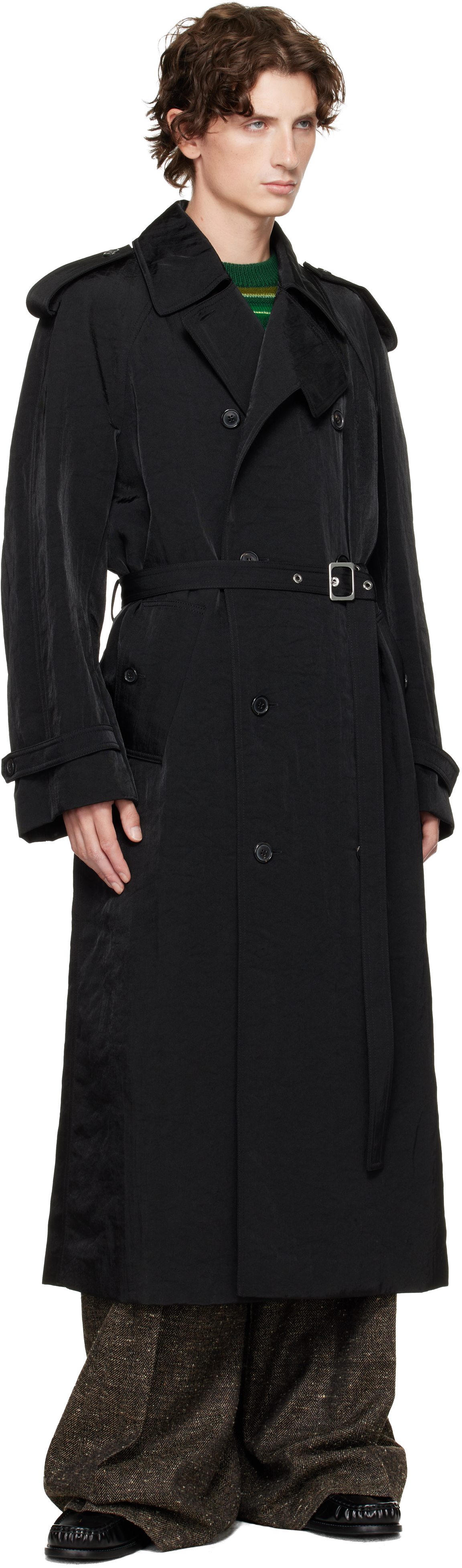 Jw Anderson Black Double-breasted Trench Coat In Black