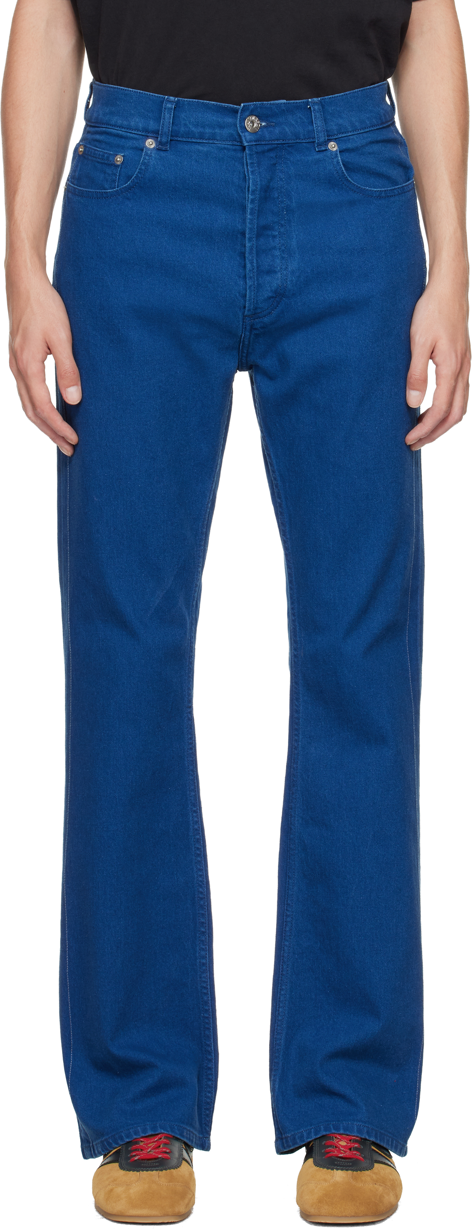 Jw Anderson Blue Bootcut Jeans In Blue