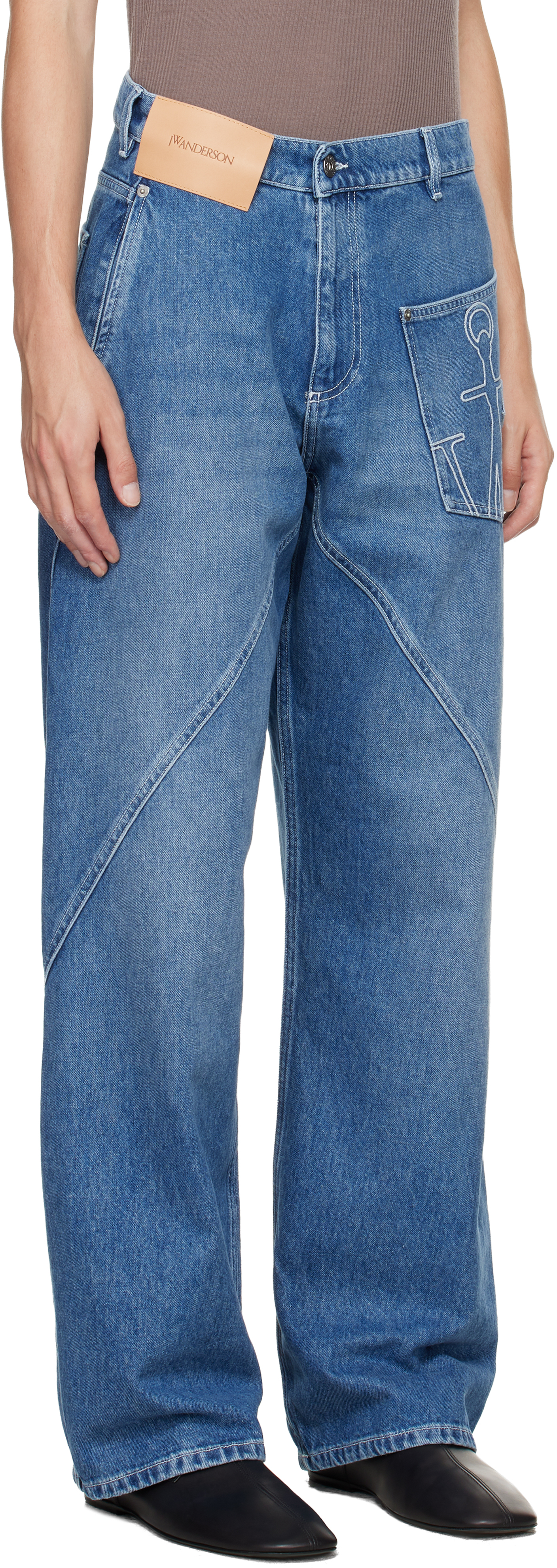 Jw Anderson Blue Twisted Workwear Jeans In Blue