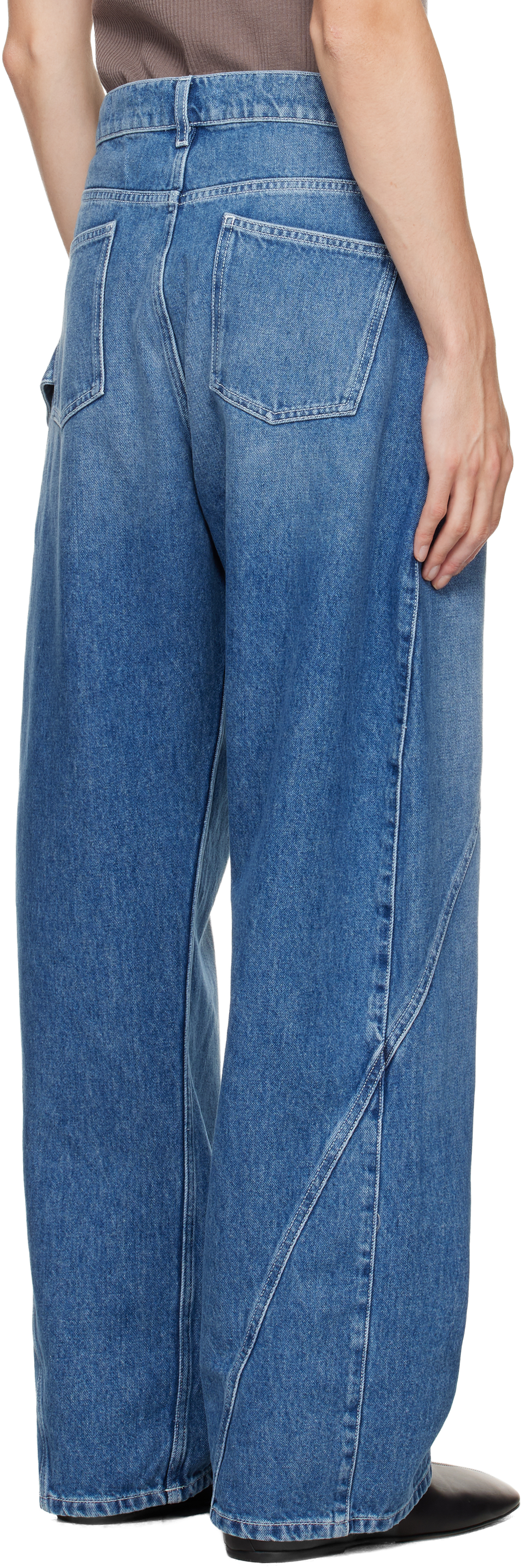 Jw Anderson Blue Twisted Workwear Jeans In Blue