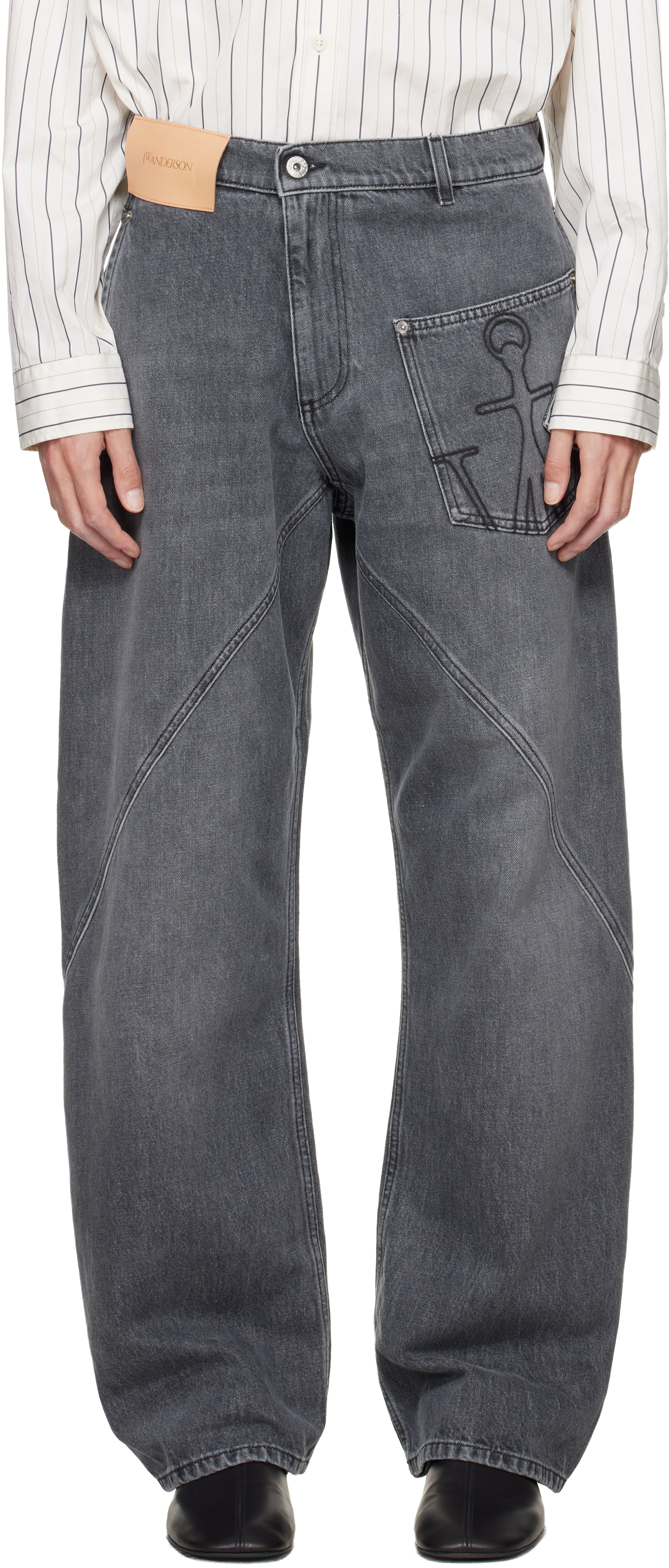 Jw Anderson Gray Twisted Workwear Jeans In Black