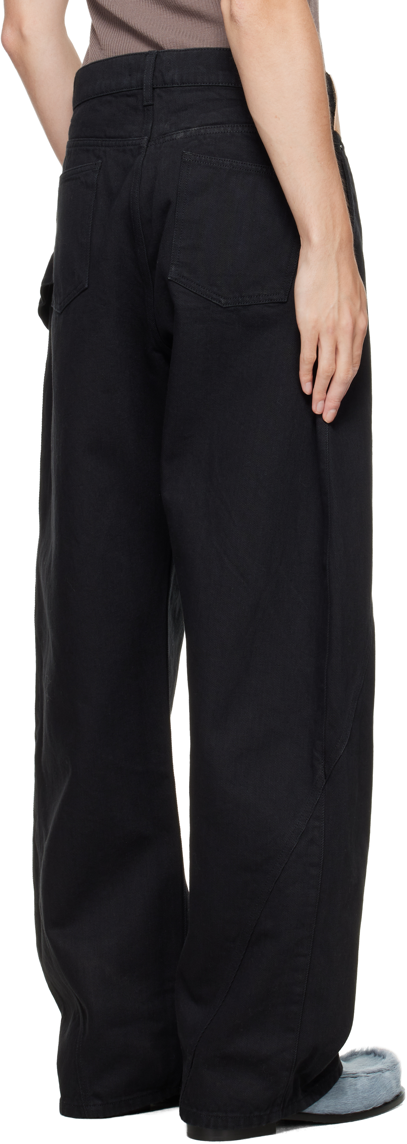 Jw Anderson Black Twisted Workwear Jeans In Black