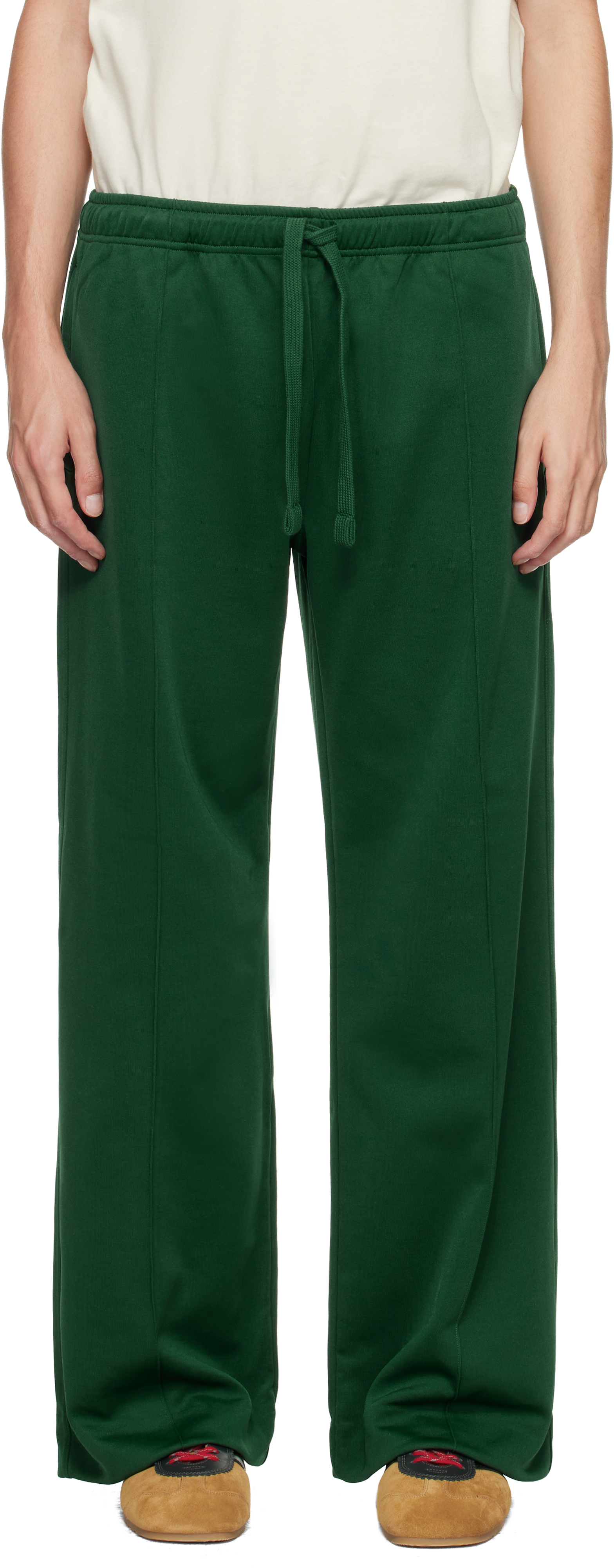 Jw Anderson Green Pintuck Sweatpants In Green