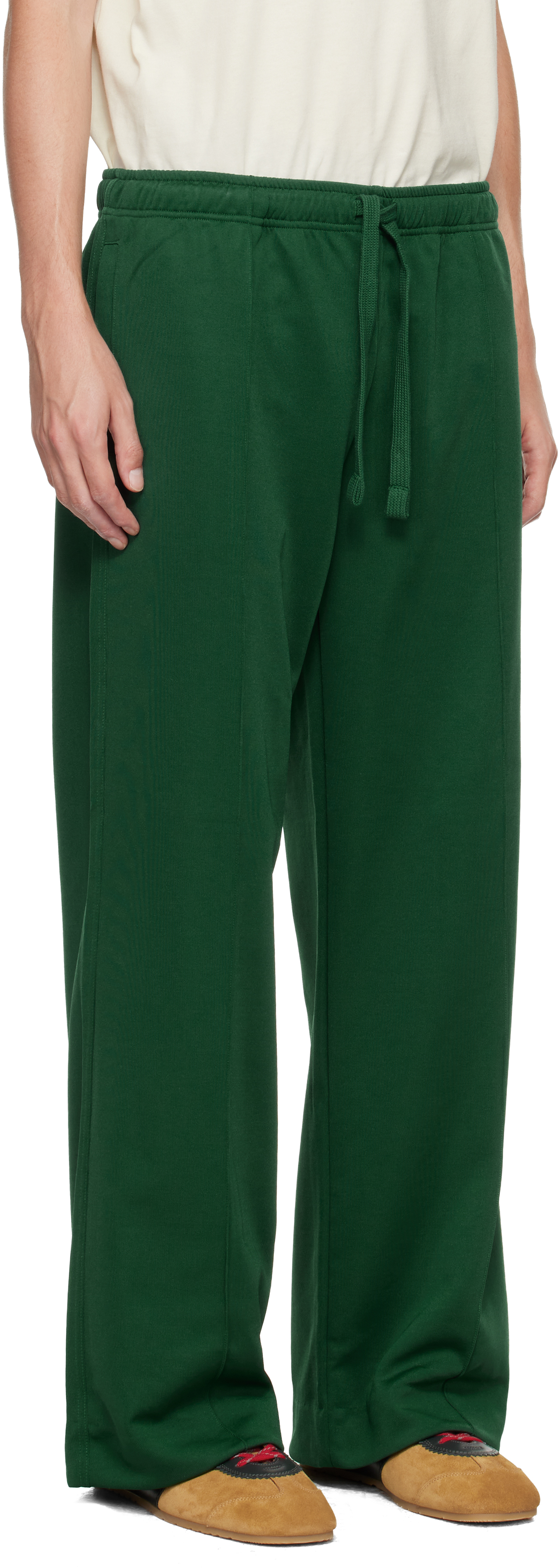 Jw Anderson Green Pintuck Sweatpants In Green