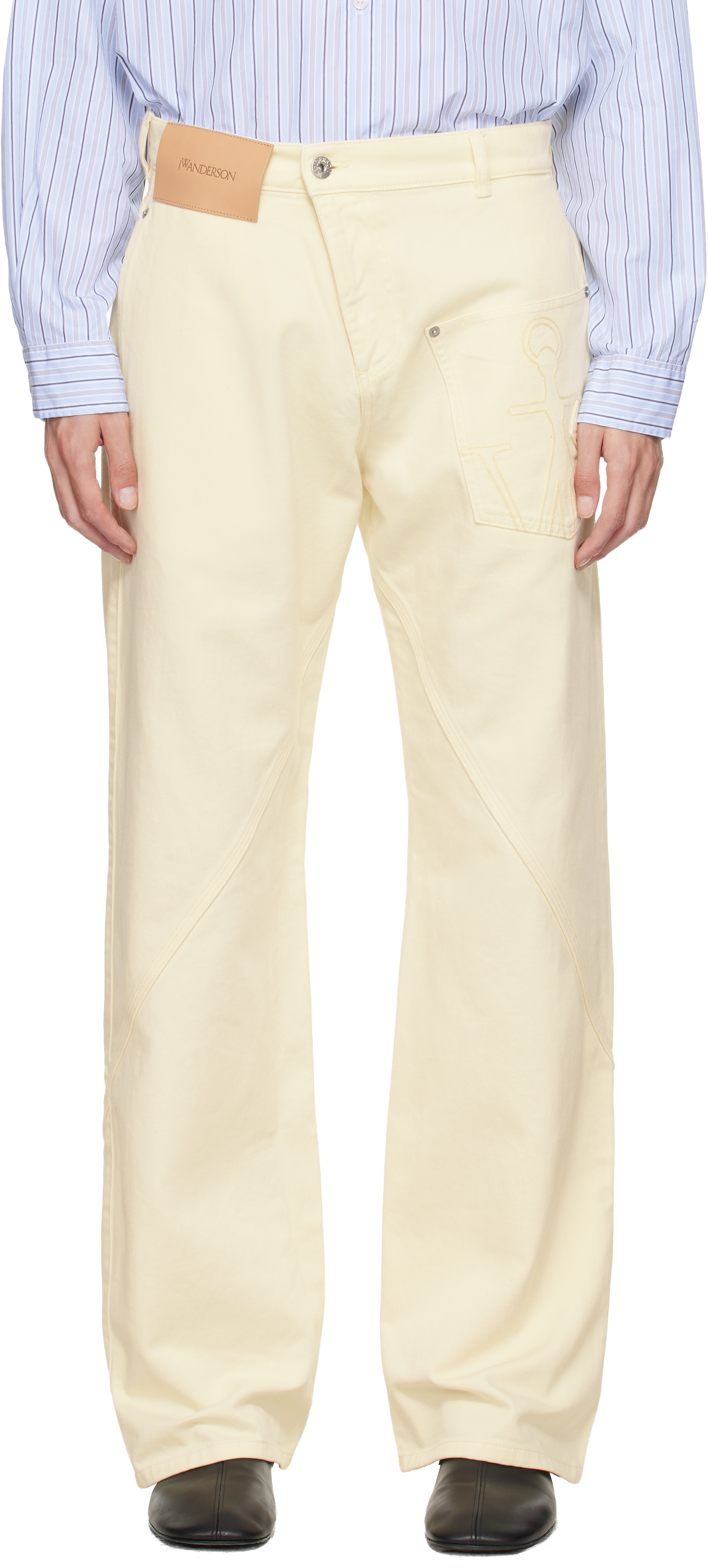 Jw Anderson Yellow Twisted Workwear Jeans In Yellow