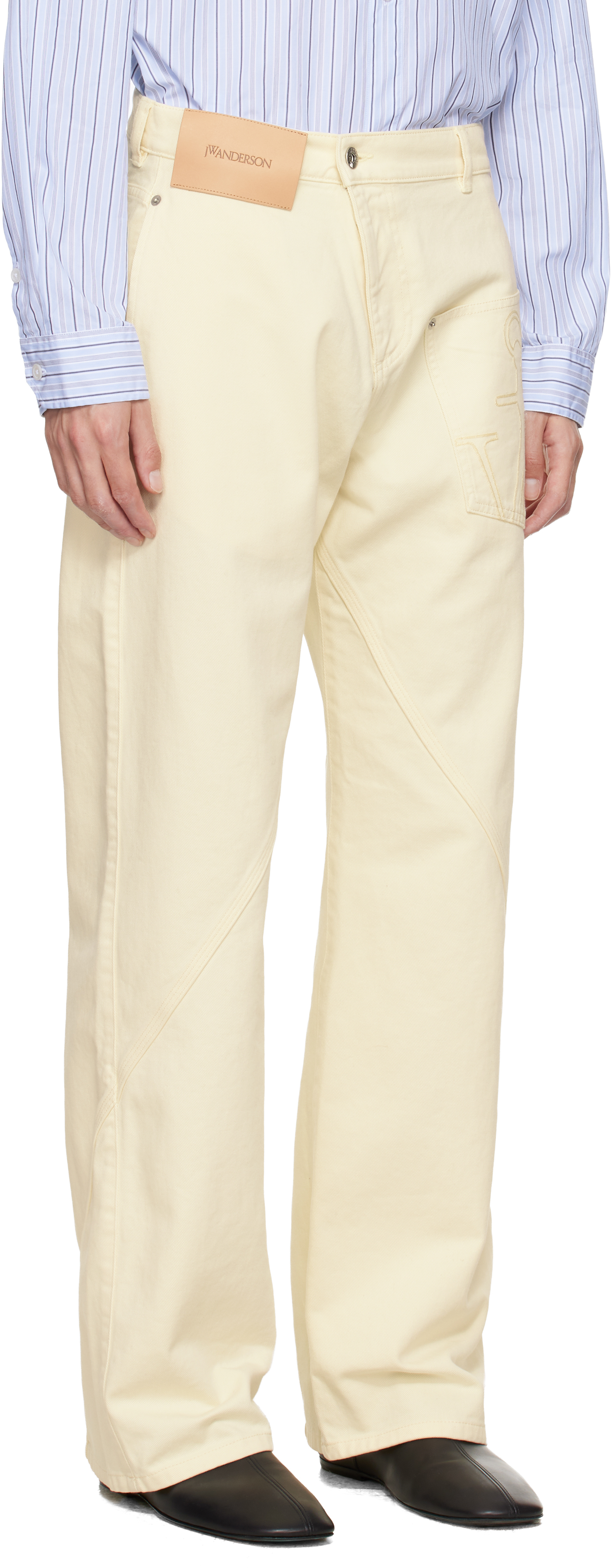 Jw Anderson Yellow Twisted Workwear Jeans In Yellow