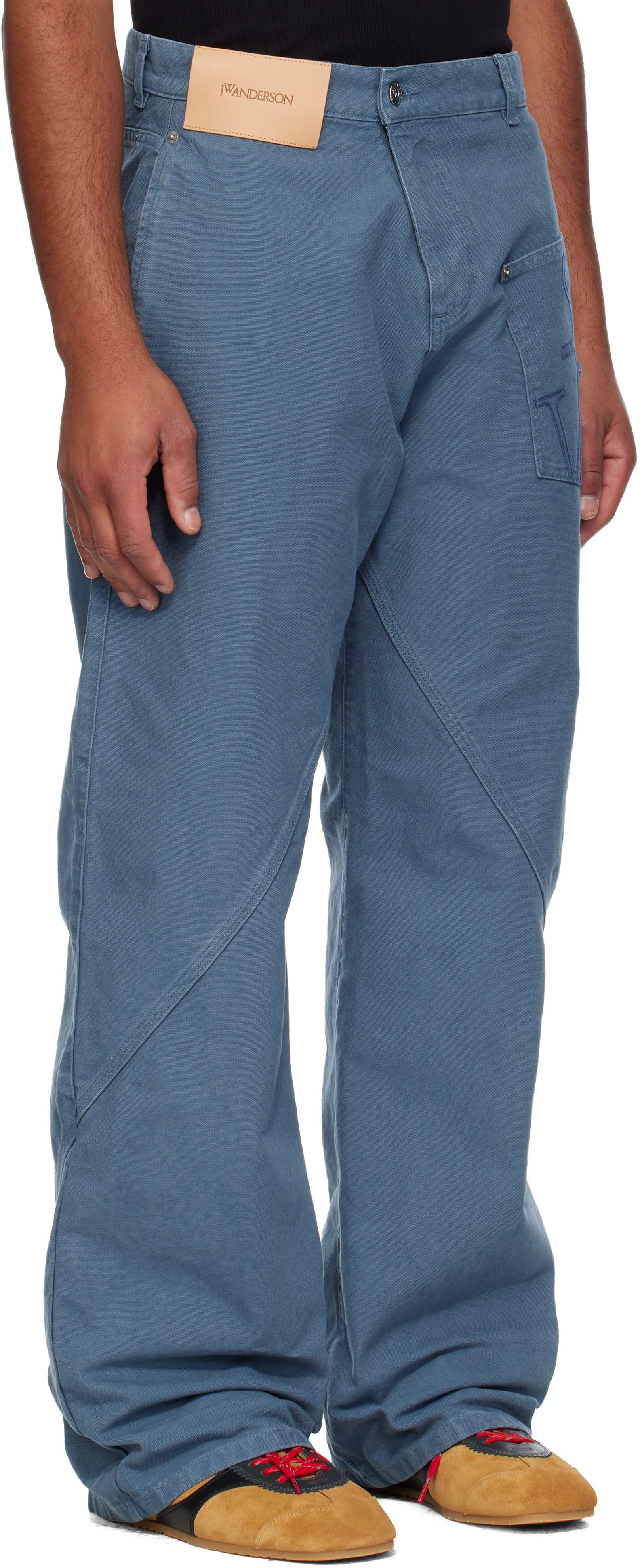 Jw Anderson Blue Twisted Workwear Trousers In Blue