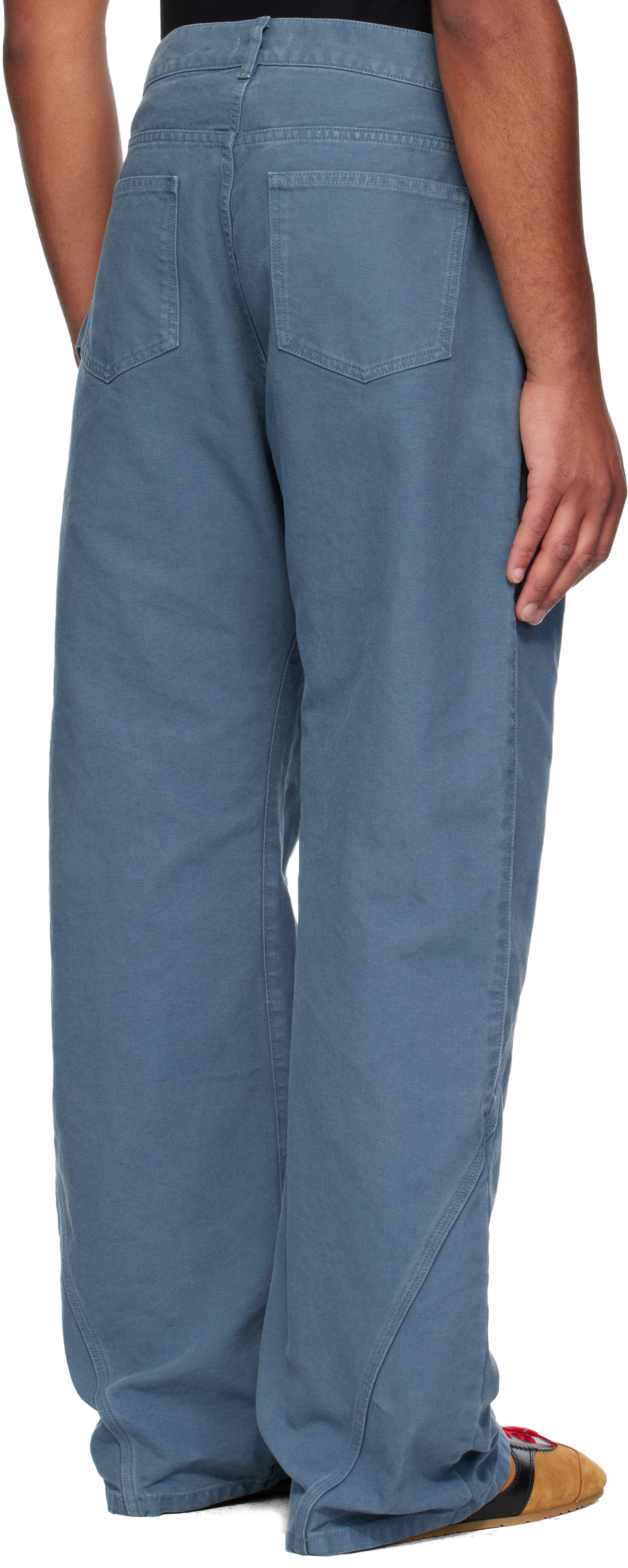 Jw Anderson Blue Twisted Workwear Trousers In Blue