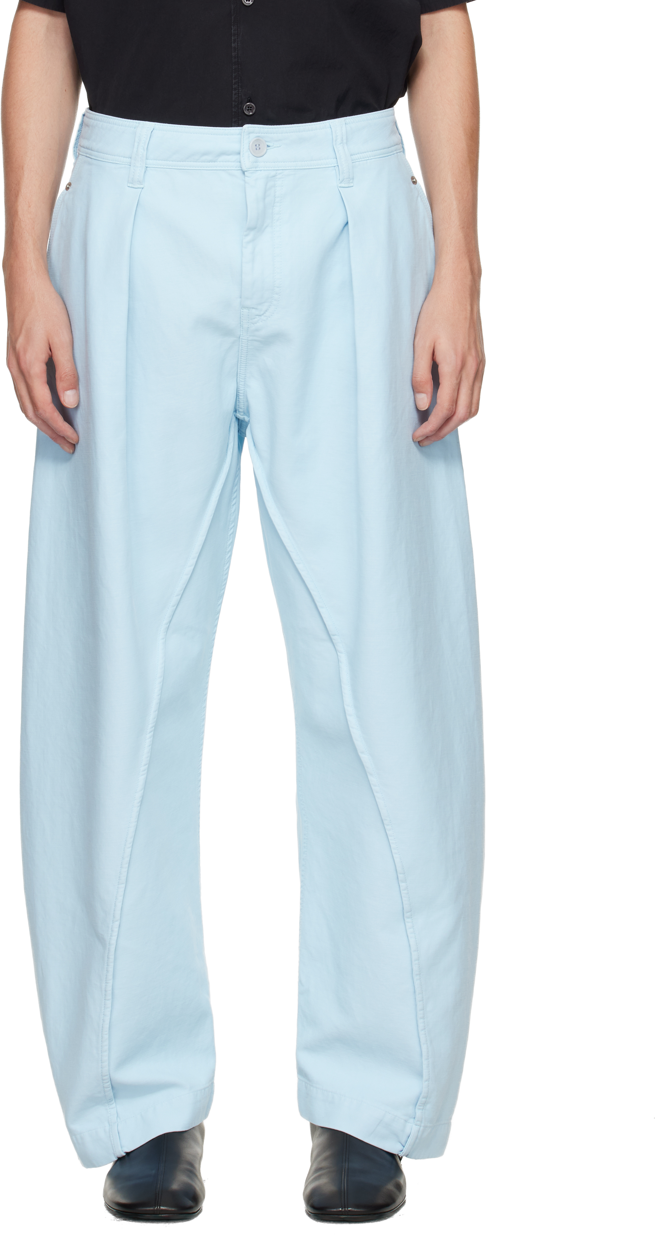 Jw Anderson Blue Twisted Seam Trousers In Blue