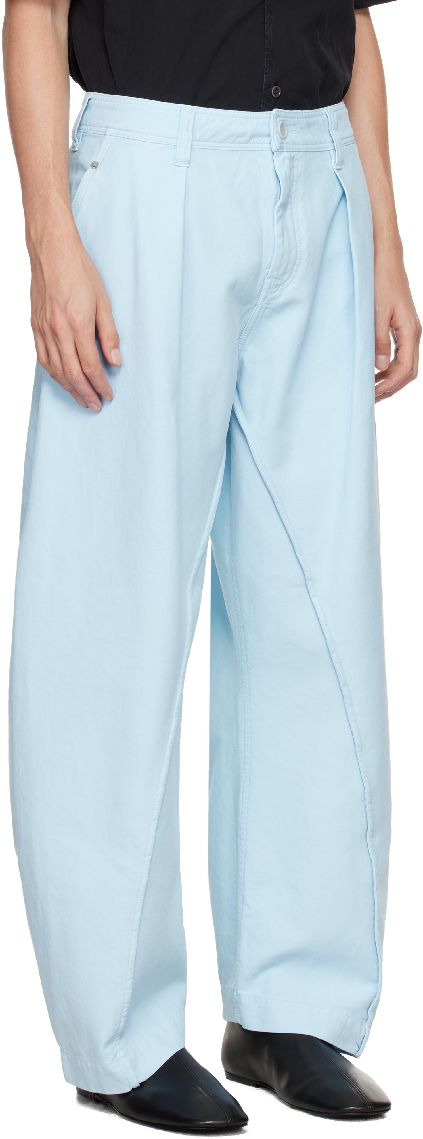 Jw Anderson Blue Twisted Seam Trousers In Blue