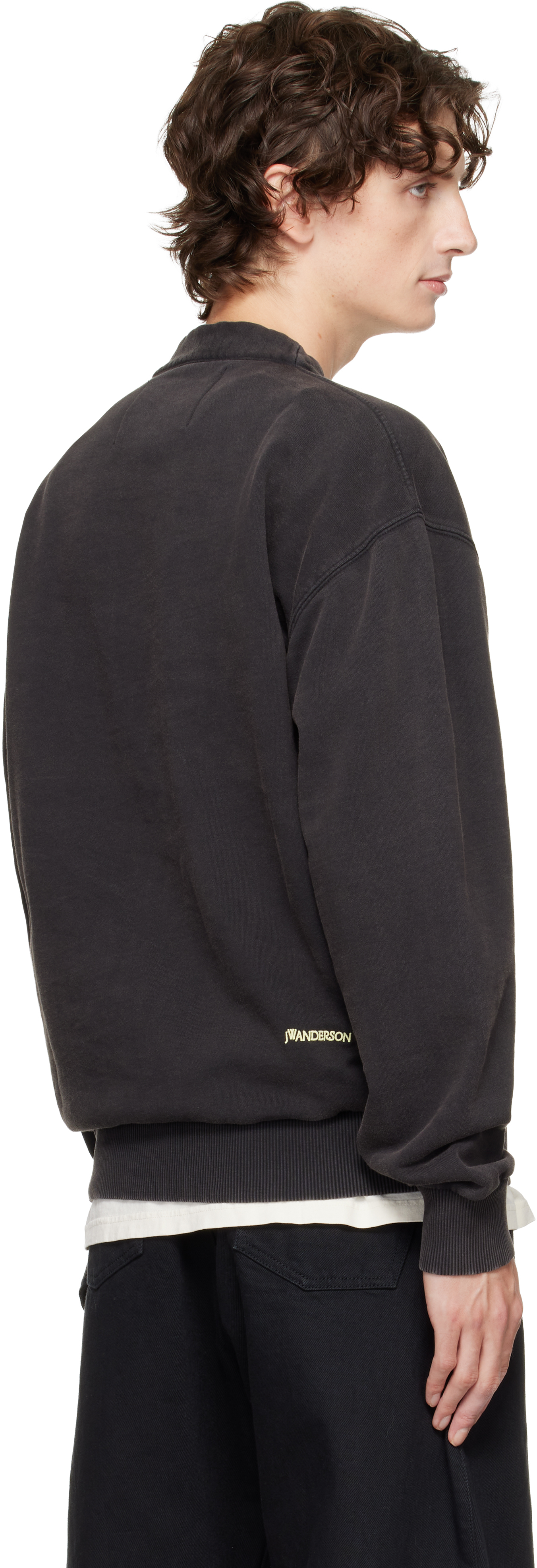 Jw Anderson Black Garment-dyed Cardigan In Black