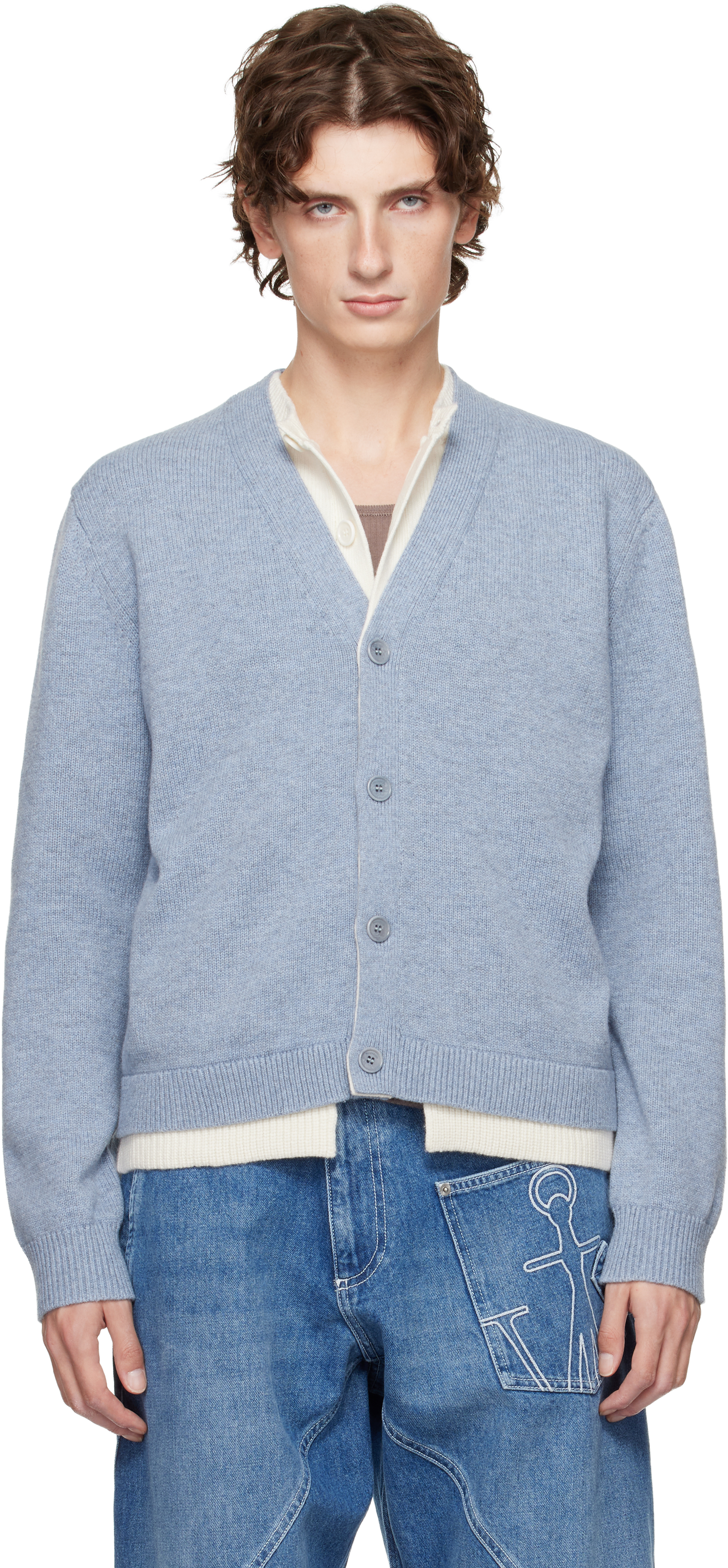 JW Anderson: ブラウン コントラスト レイヤード カーディガン