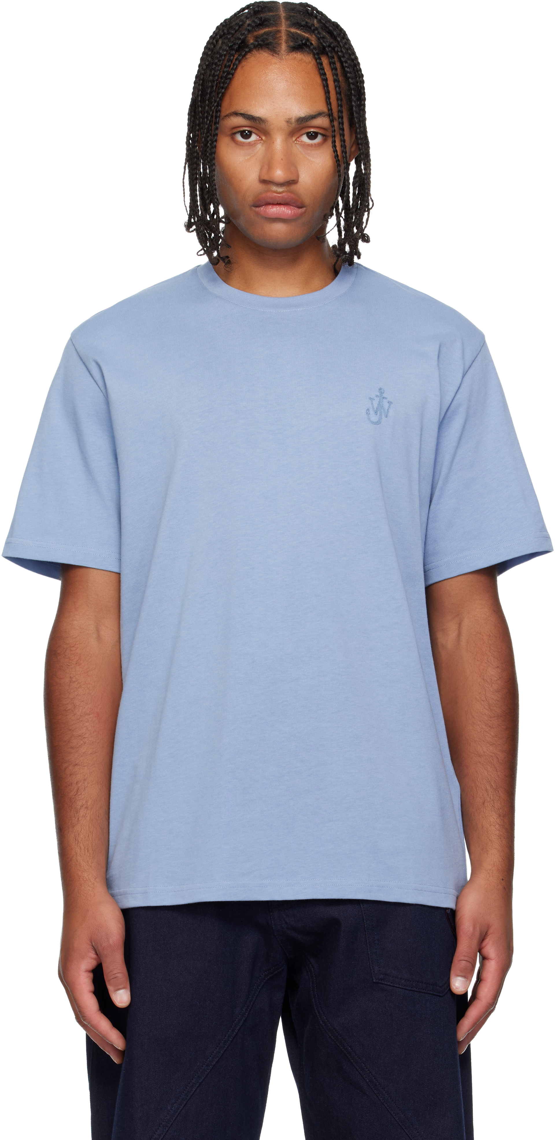 Blue Embroidered Anchor T-shirt by JW Anderson on Sale