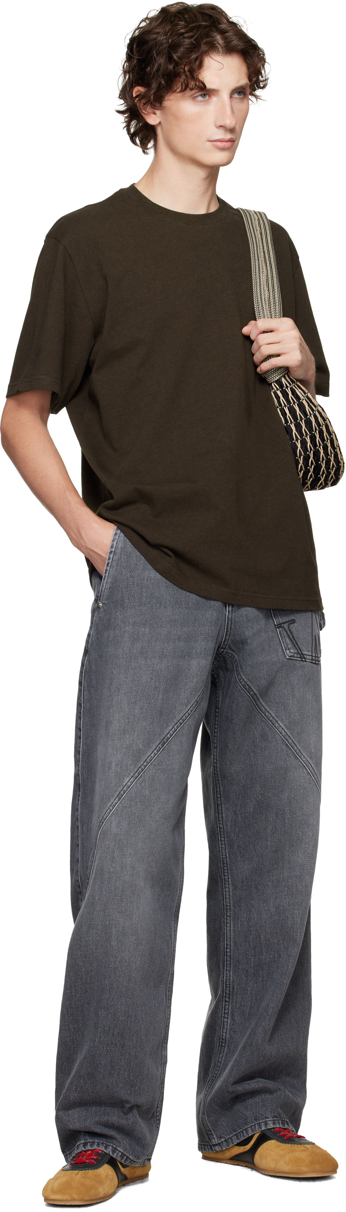 Jw Anderson Brown Anchor Embroidery T-shirt In Brown