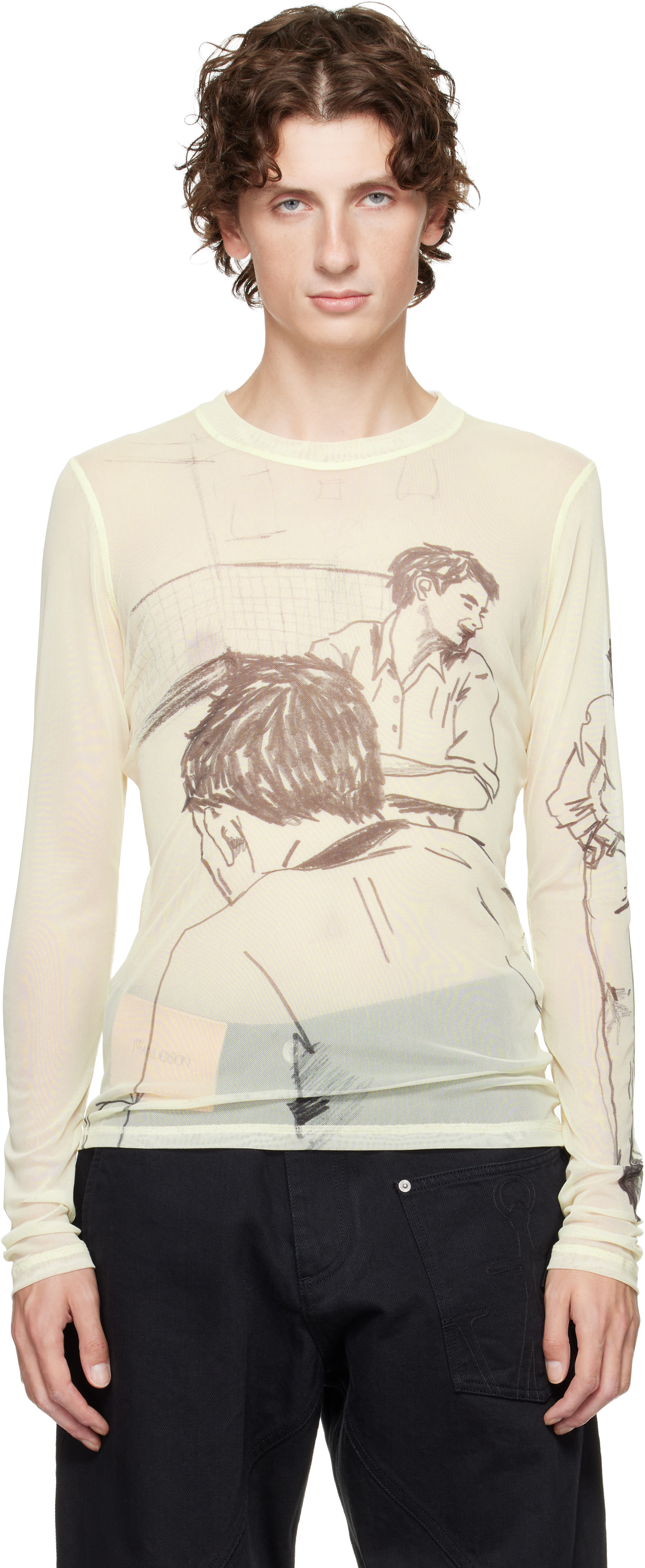 Jw Anderson Off-white Long Sleeve Underpinning T-shirt In Multi