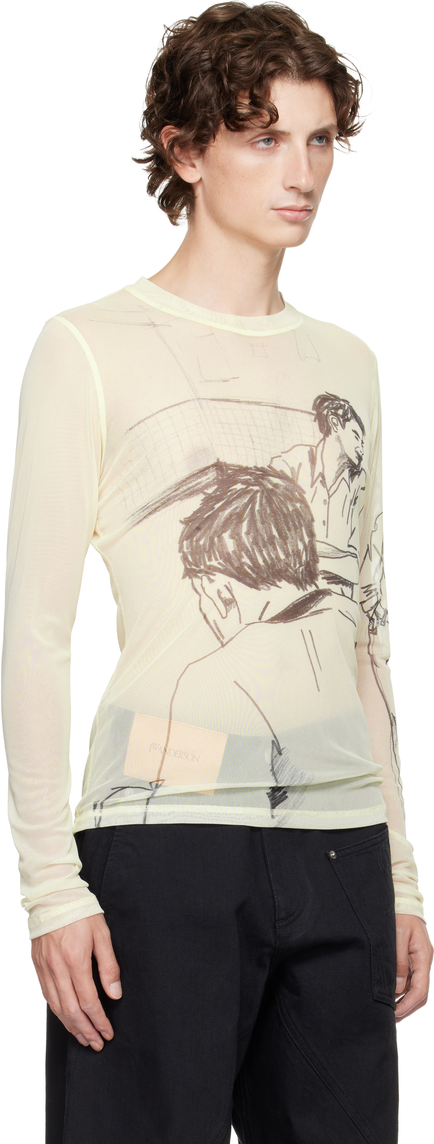Jw Anderson Off-white Long Sleeve Underpinning T-shirt In Multi