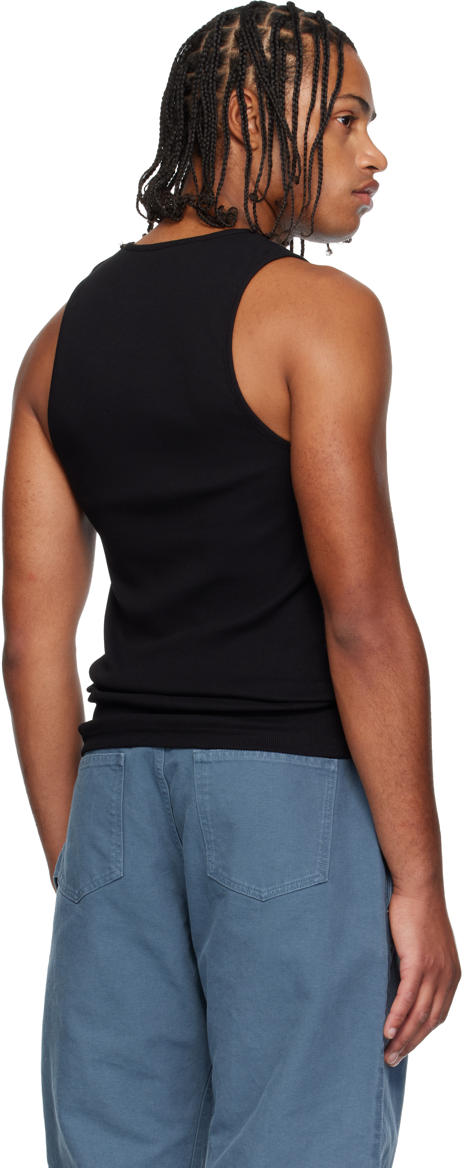 Jw Anderson Black Anchor Embroidery Tank Top In Black
