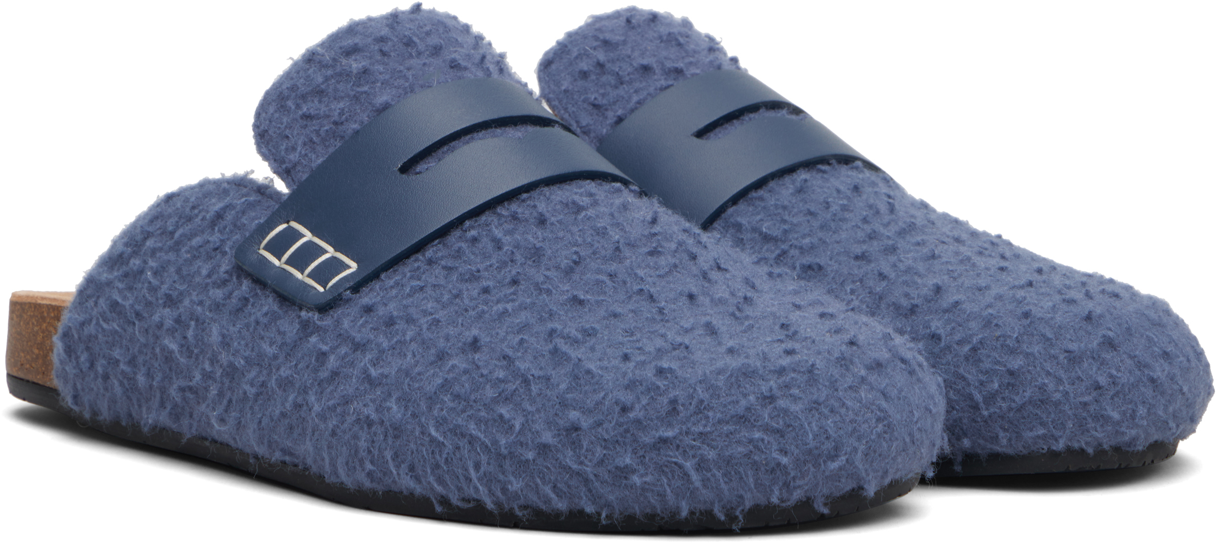 Jw Anderson Blue Felt Loafers In Blue