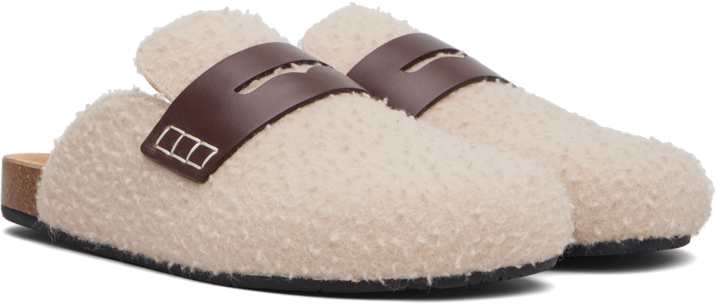 Jw Anderson Beige Felt Loafers In Neutral