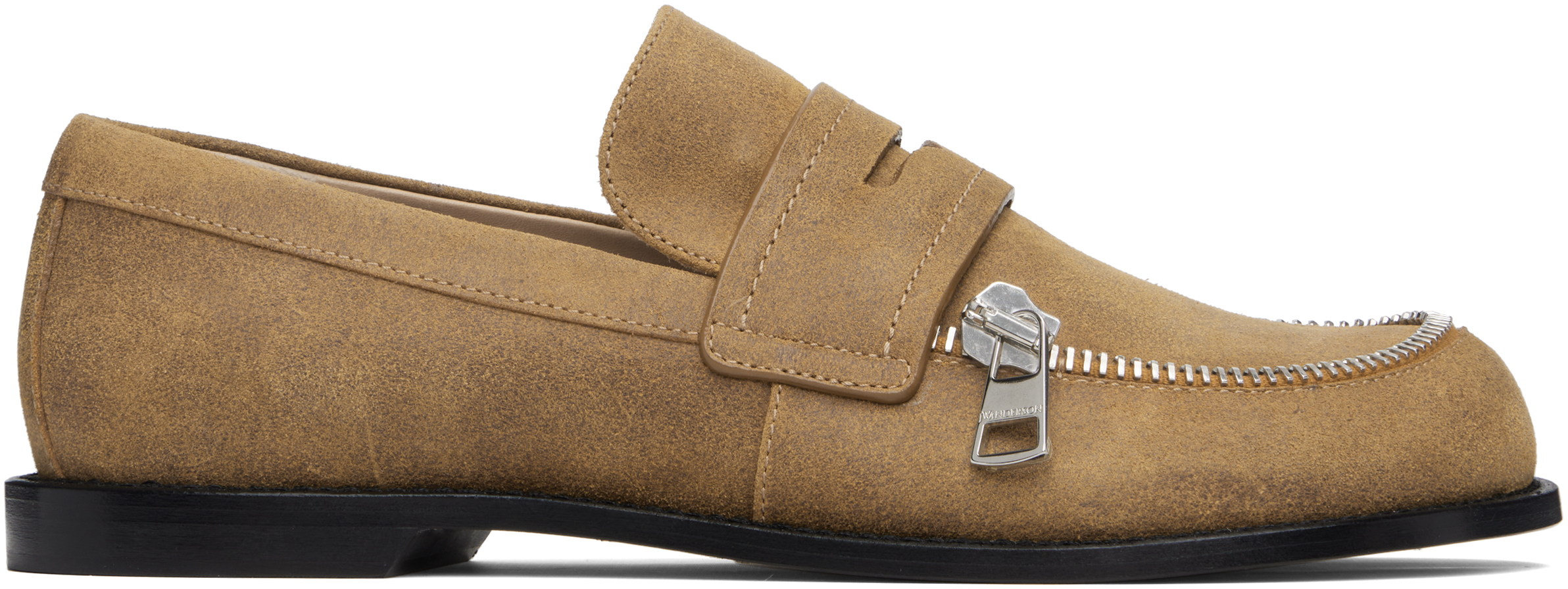 Jw Anderson Tan Biker Moccasin Loafers In Brown