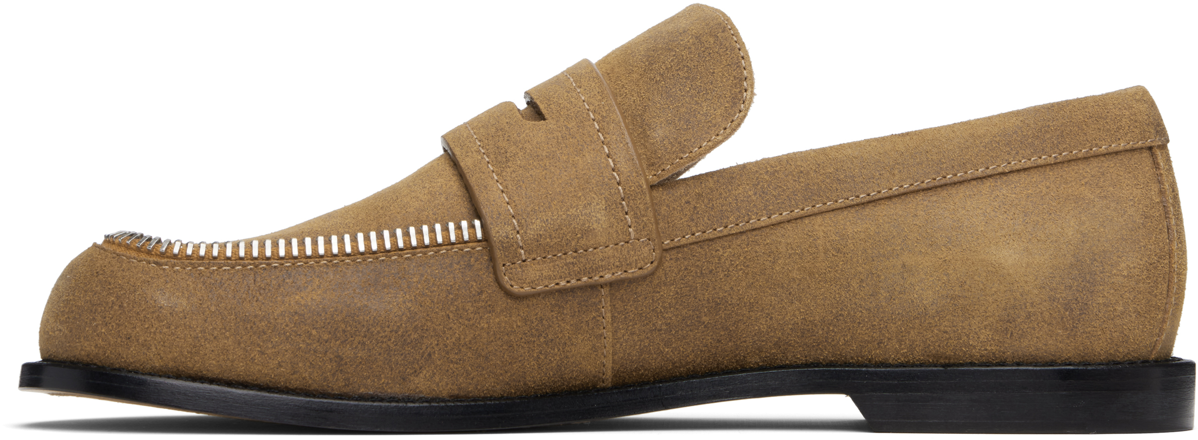 Jw Anderson Tan Biker Moccasin Loafers In Brown