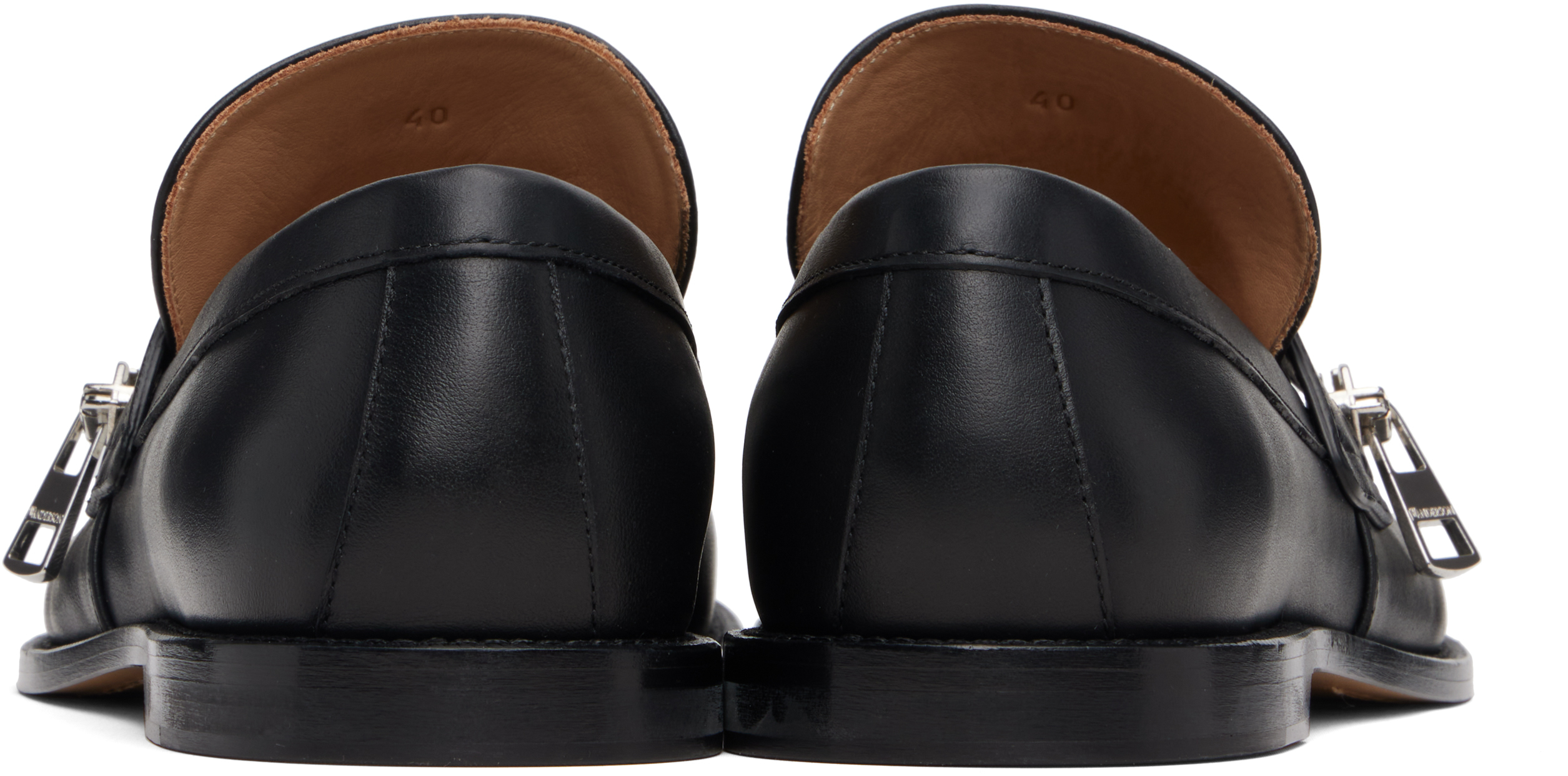 Jw Anderson Leather Loafers With Round Toe And Zipper Detail In Black