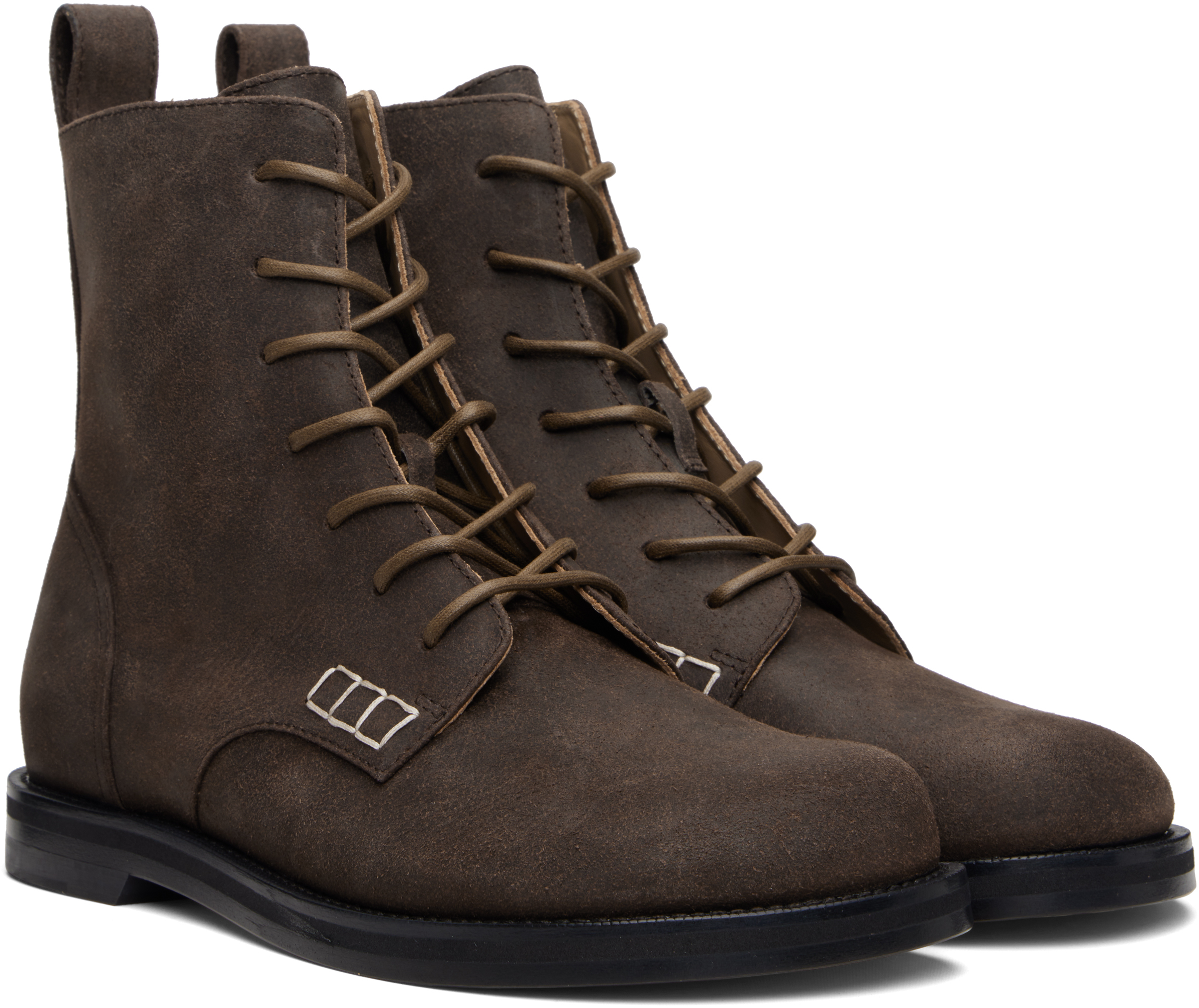 Jw Anderson Brown Loafer Lace-up Boots In Brown