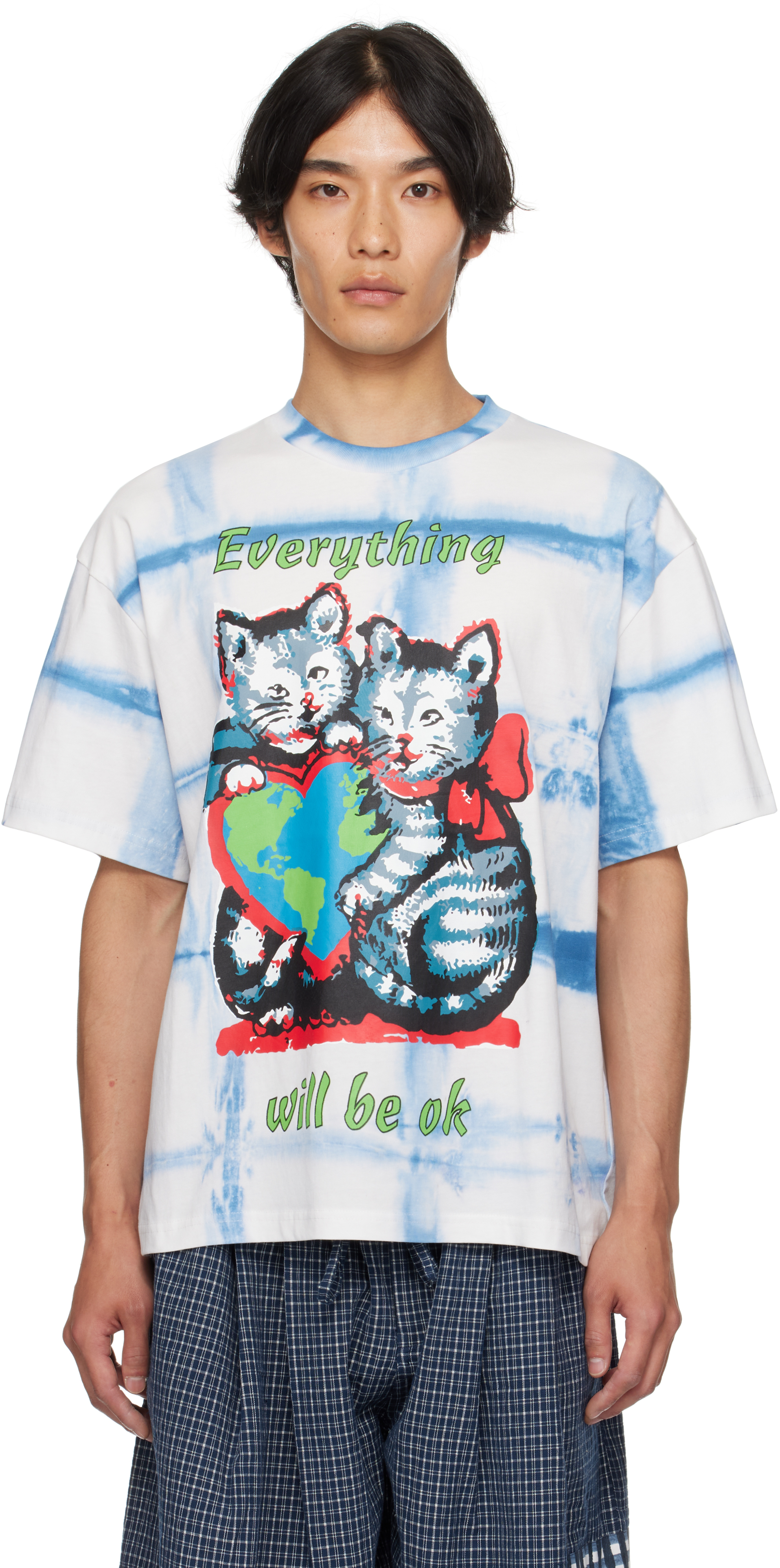 Story Mfg. Ssense Exclusive Blue & White Kitten Courage Shirt In Purple