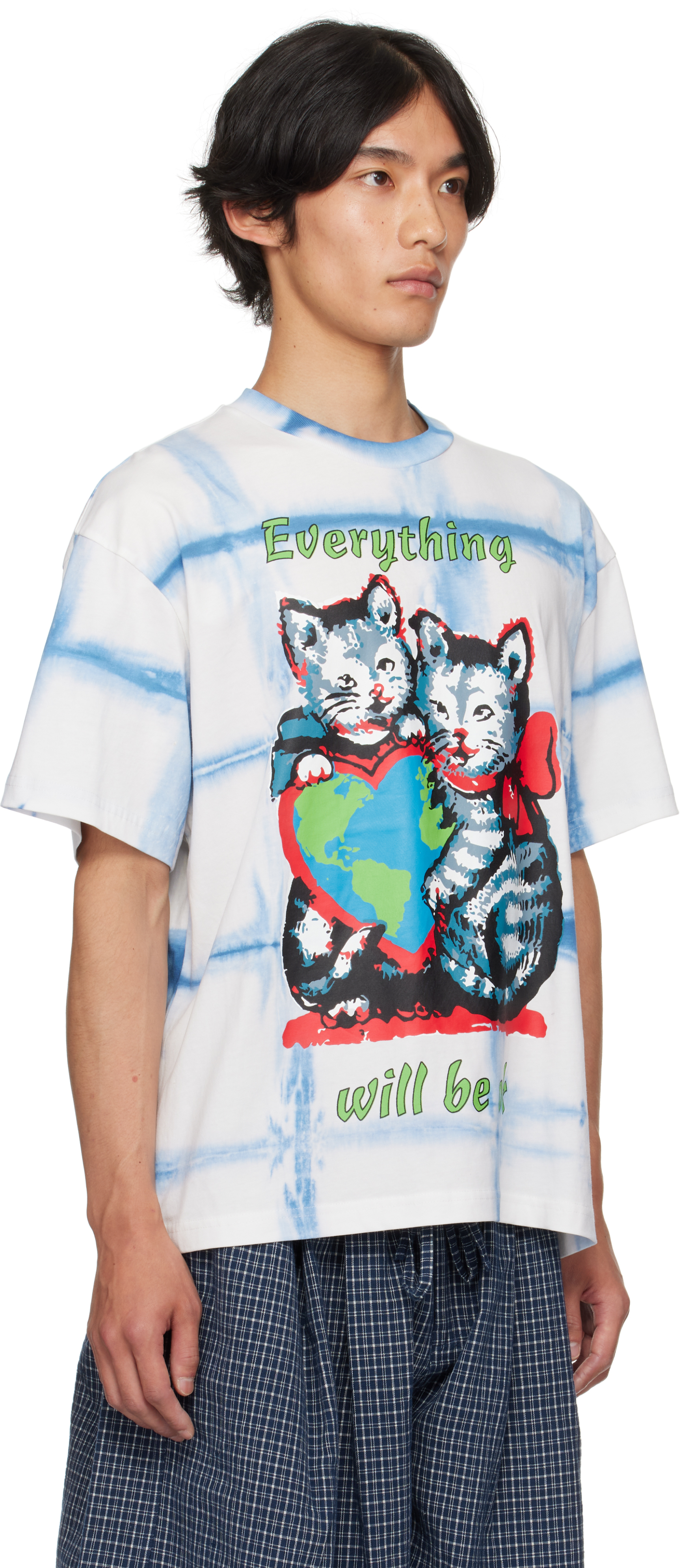 Story Mfg. Ssense Exclusive Blue & White Kitten Courage Shirt In Purple