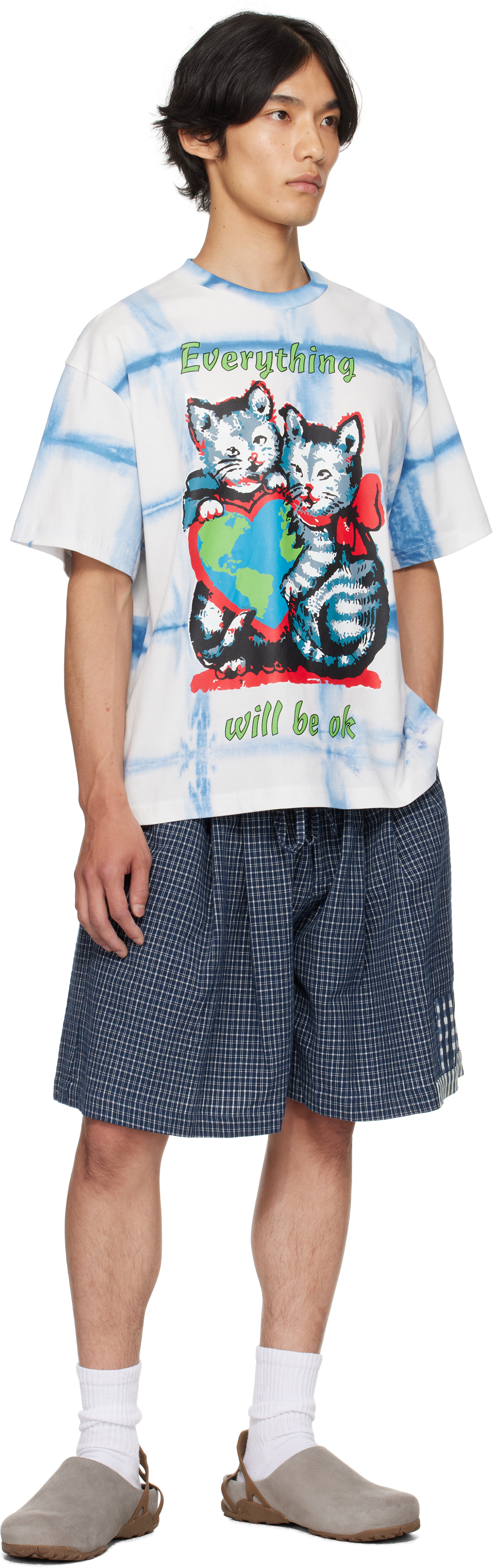 Story Mfg. Ssense Exclusive Blue & White Kitten Courage Shirt In Purple