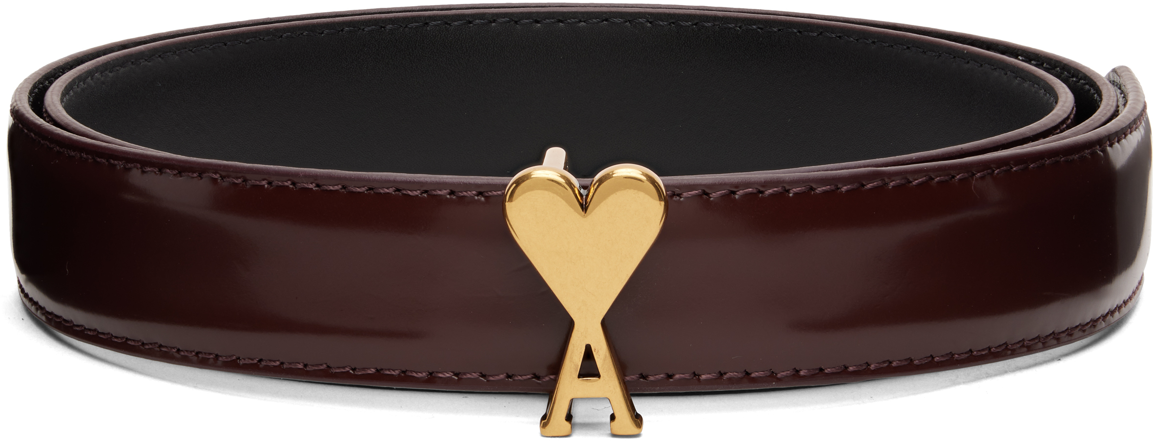 AMI Paris: Brown Ami de Coeur Buckle Belt | SSENSE