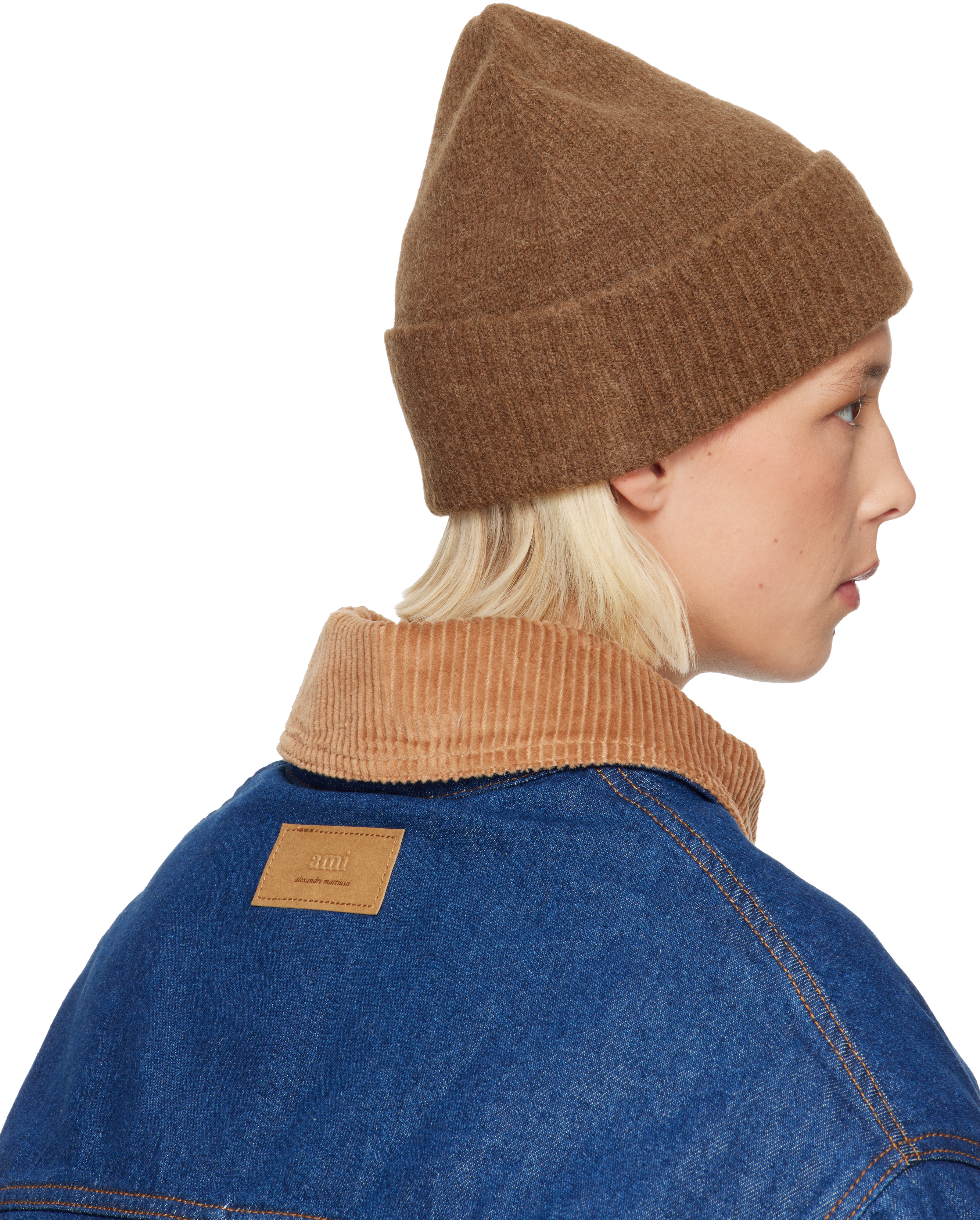 Ami Alexandre Mattiussi Brown Alpaca Striped Ami De Coeur Beanie