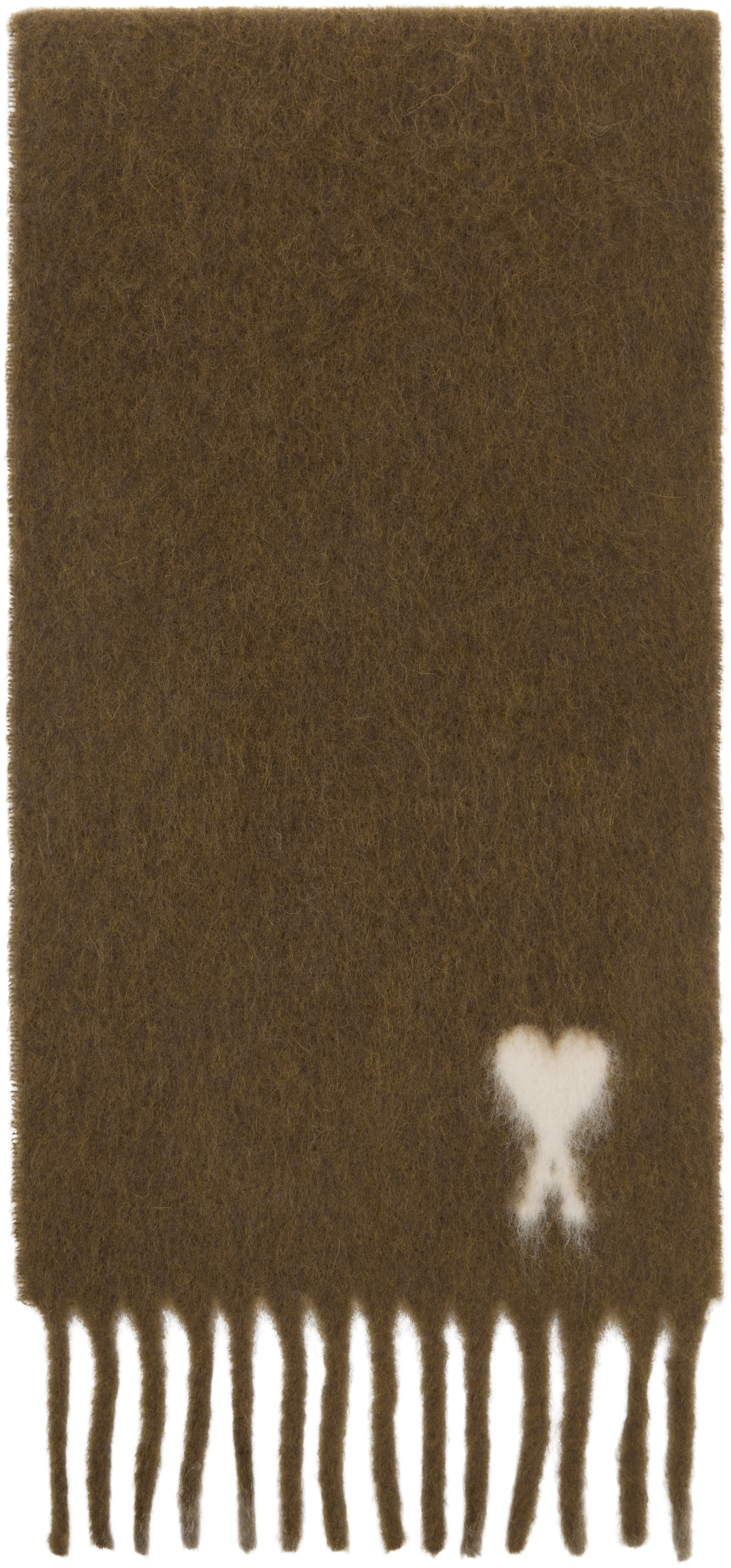Brown Alpaca Ami de Coeur Scarf by AMI Paris on Sale