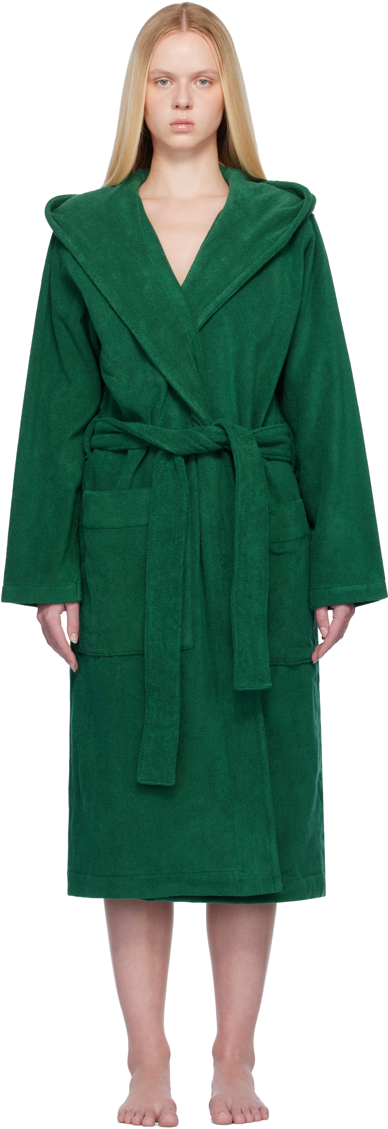 Green Terry Hooded Bathrobe