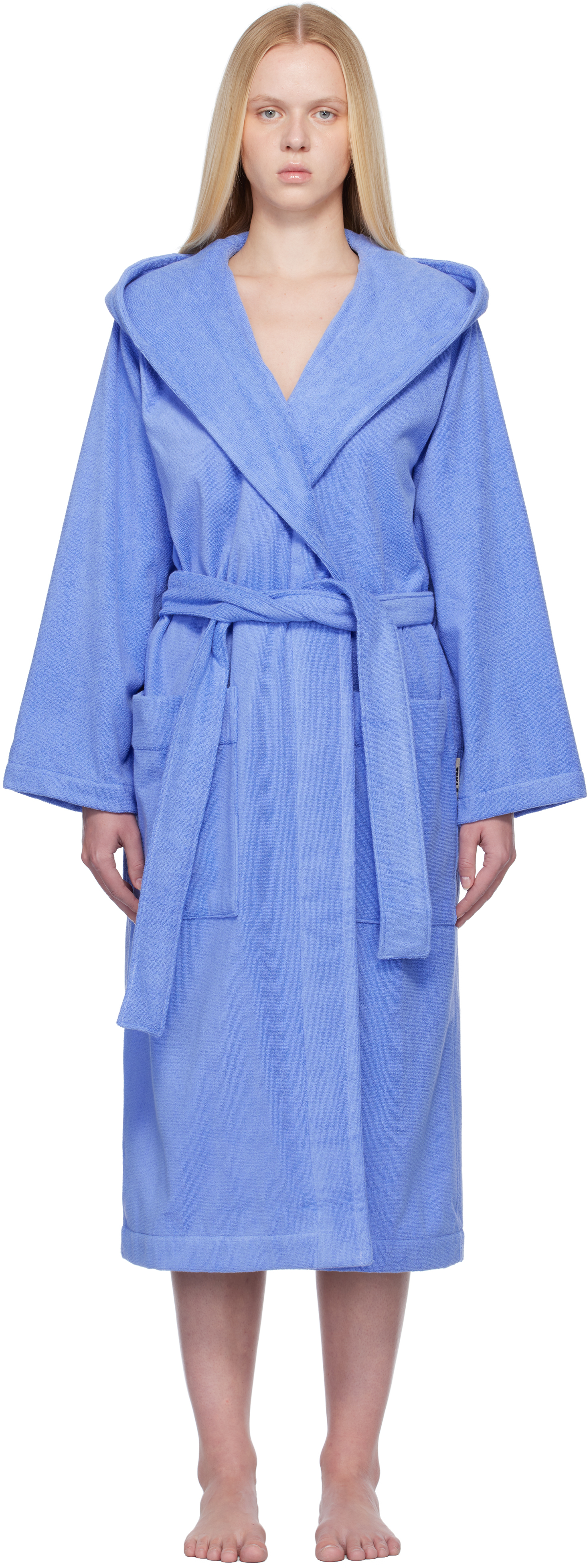Blue Terry Hooded Bathrobe