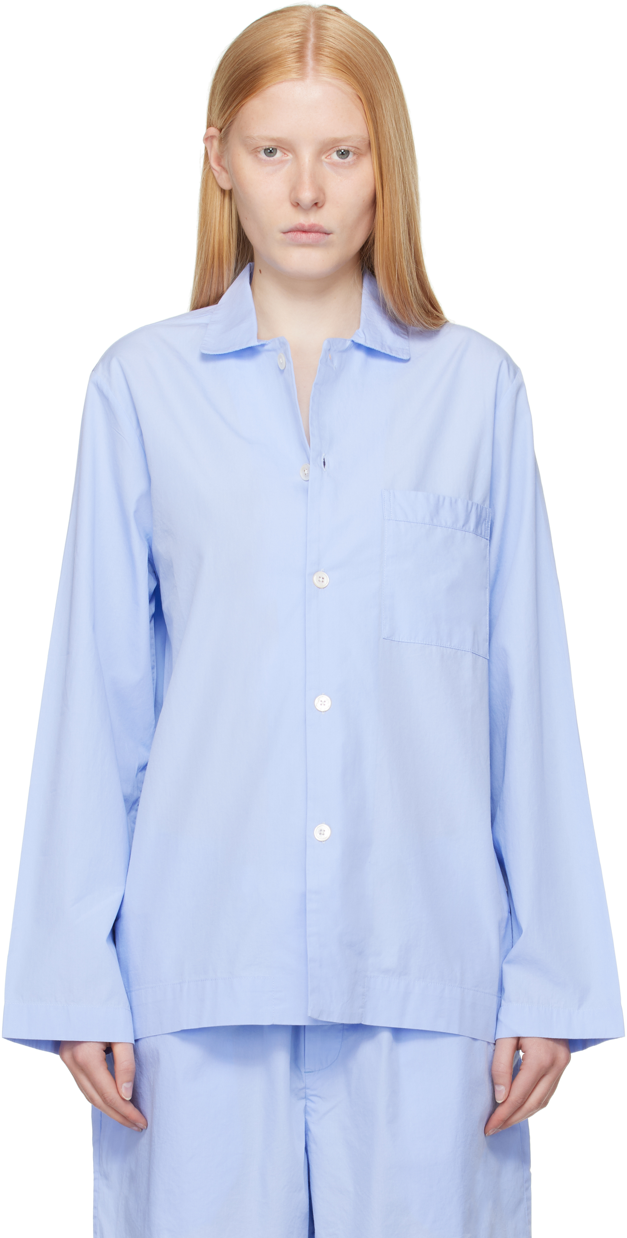 【関税込み】Tekla パジャマ & ラウンジウェア tekla-blue-poplin-long-sleeved
