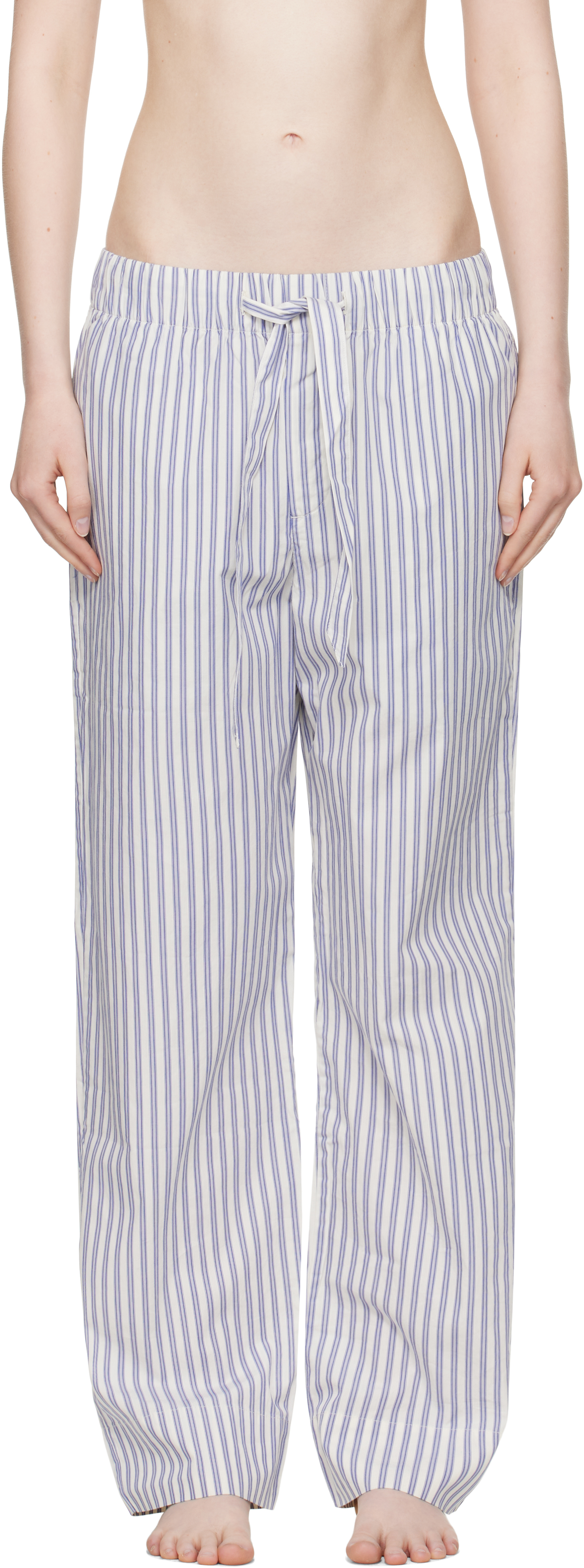 White & Blue Poplin Pyjama Pants