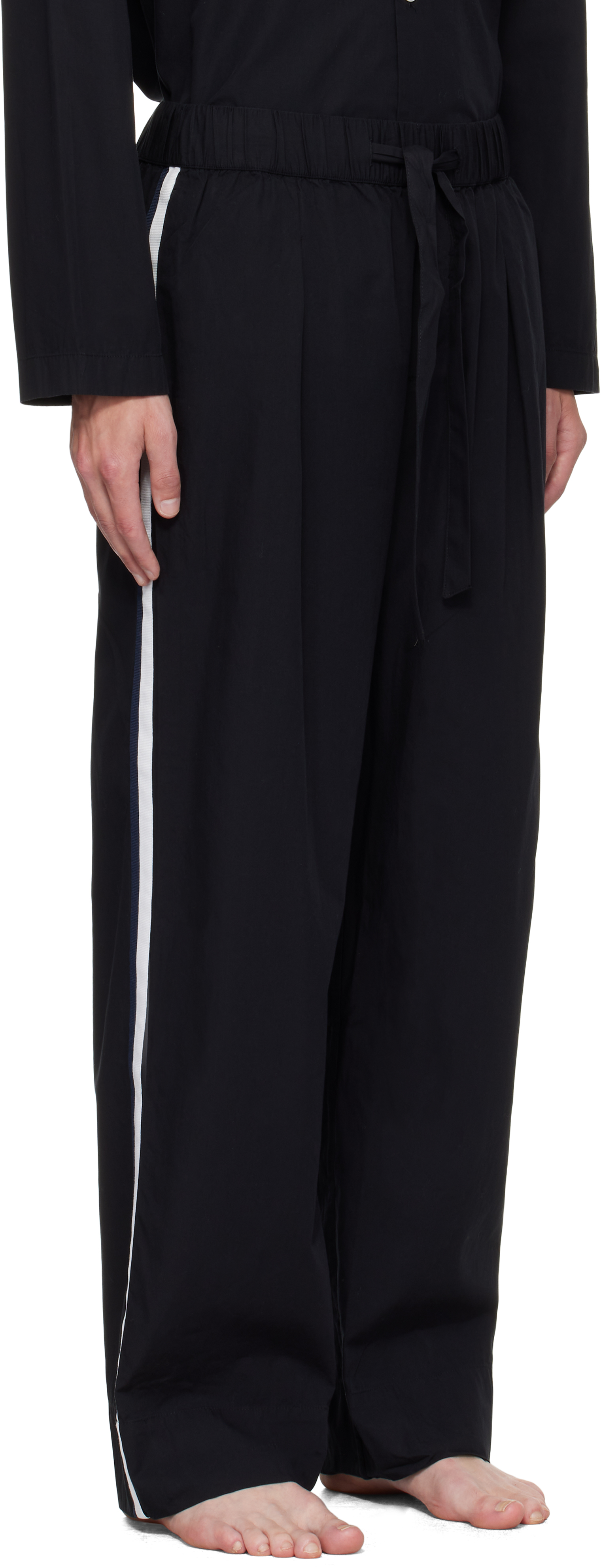 Tekla Black Striped Poplin Pyjama Pants In Multi