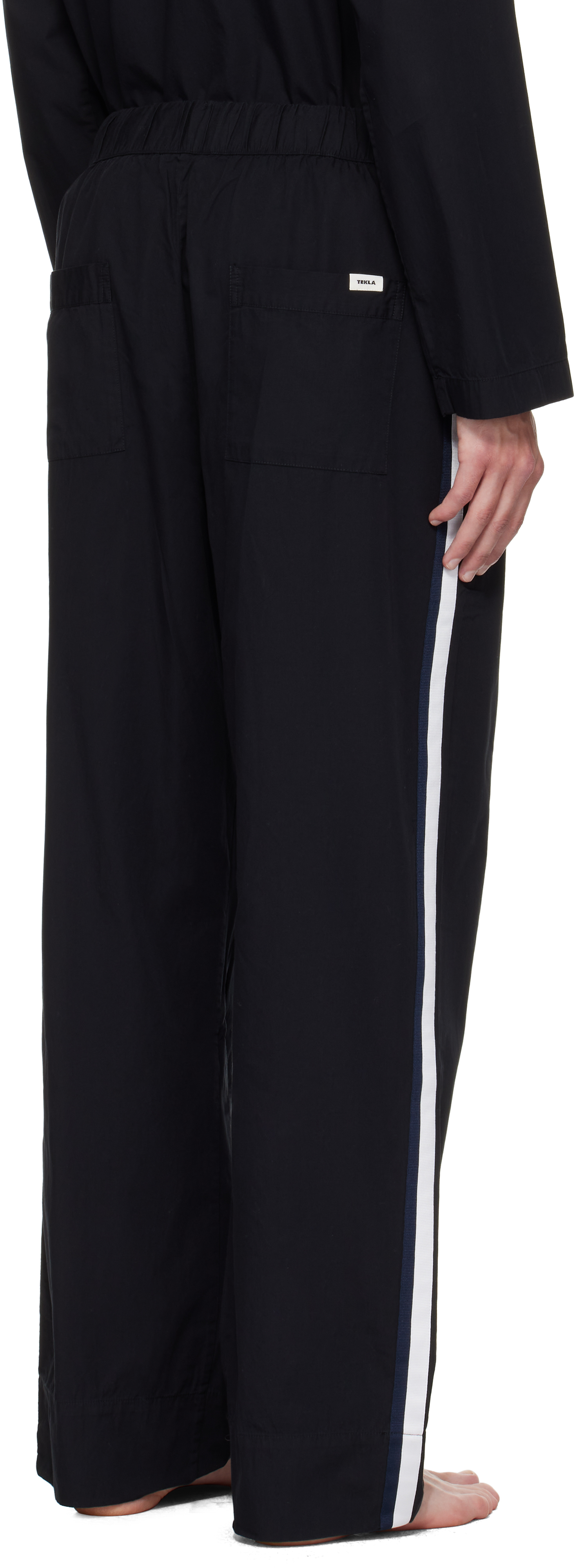 Tekla Black Striped Poplin Pyjama Pants In Multi
