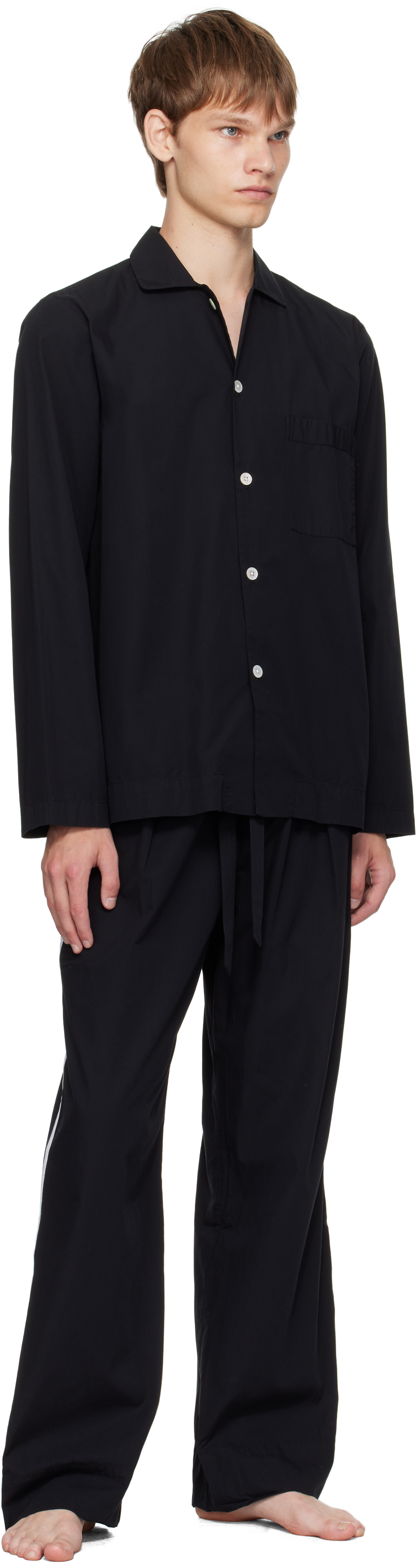 Tekla Black Striped Poplin Pyjama Pants In Multi